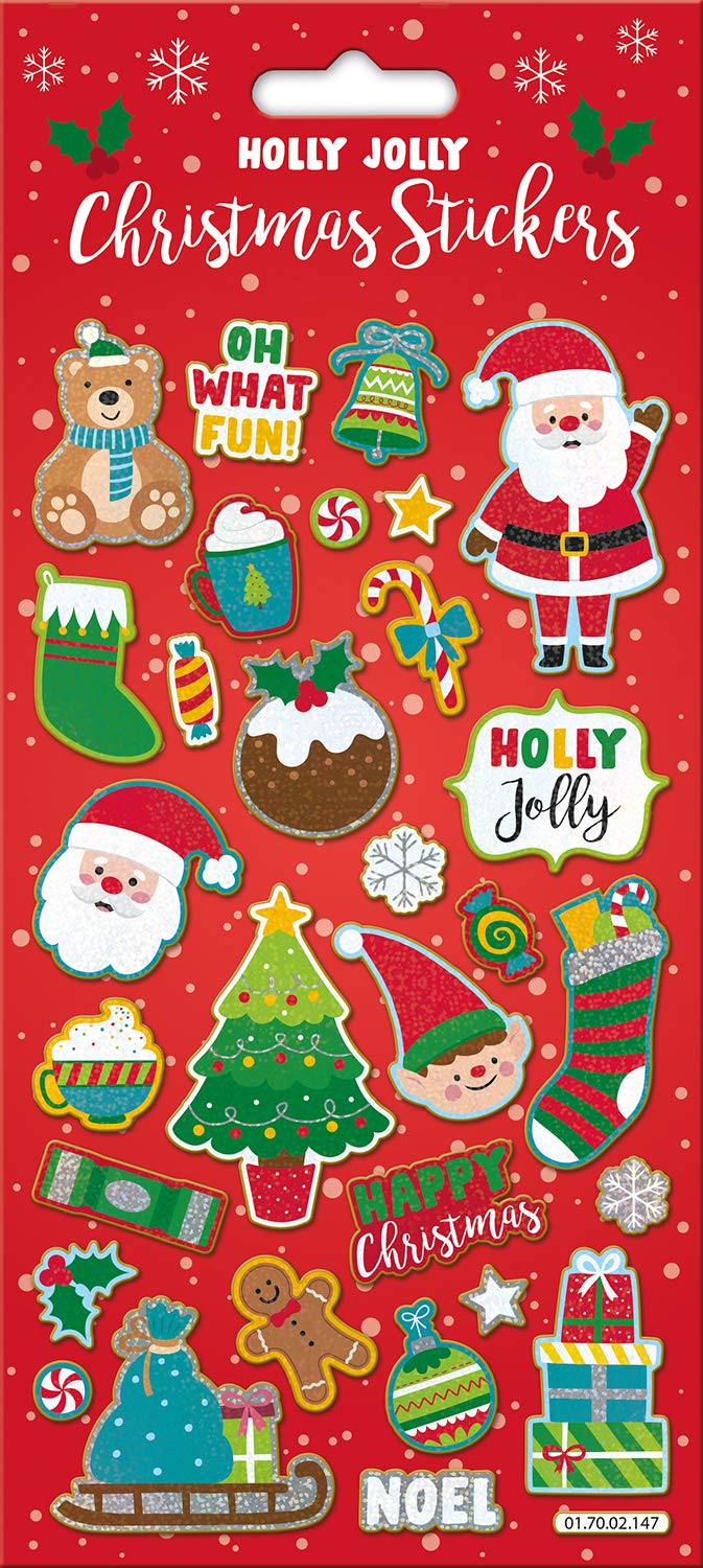 Paper Projects Sparkly Reusable Christmas Sticker Collection - Snowy Friends, Santa's Workshop, Holly Jolly Designs 3