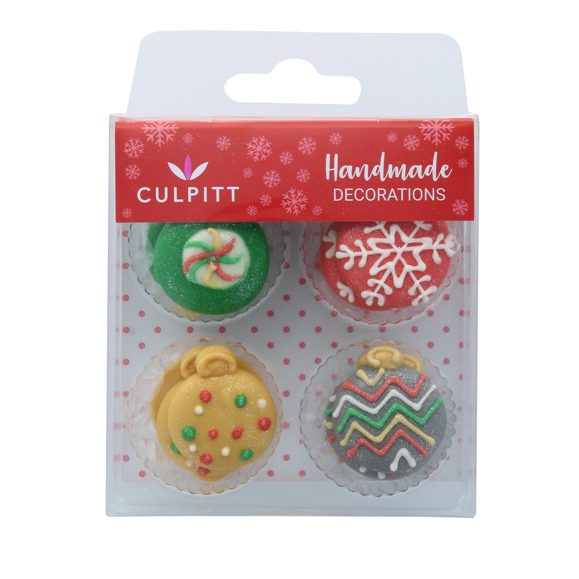 Culpitt - Christmas Bauble Sugar Pipings Edible Royal Icing Decorations Pack of 12 2