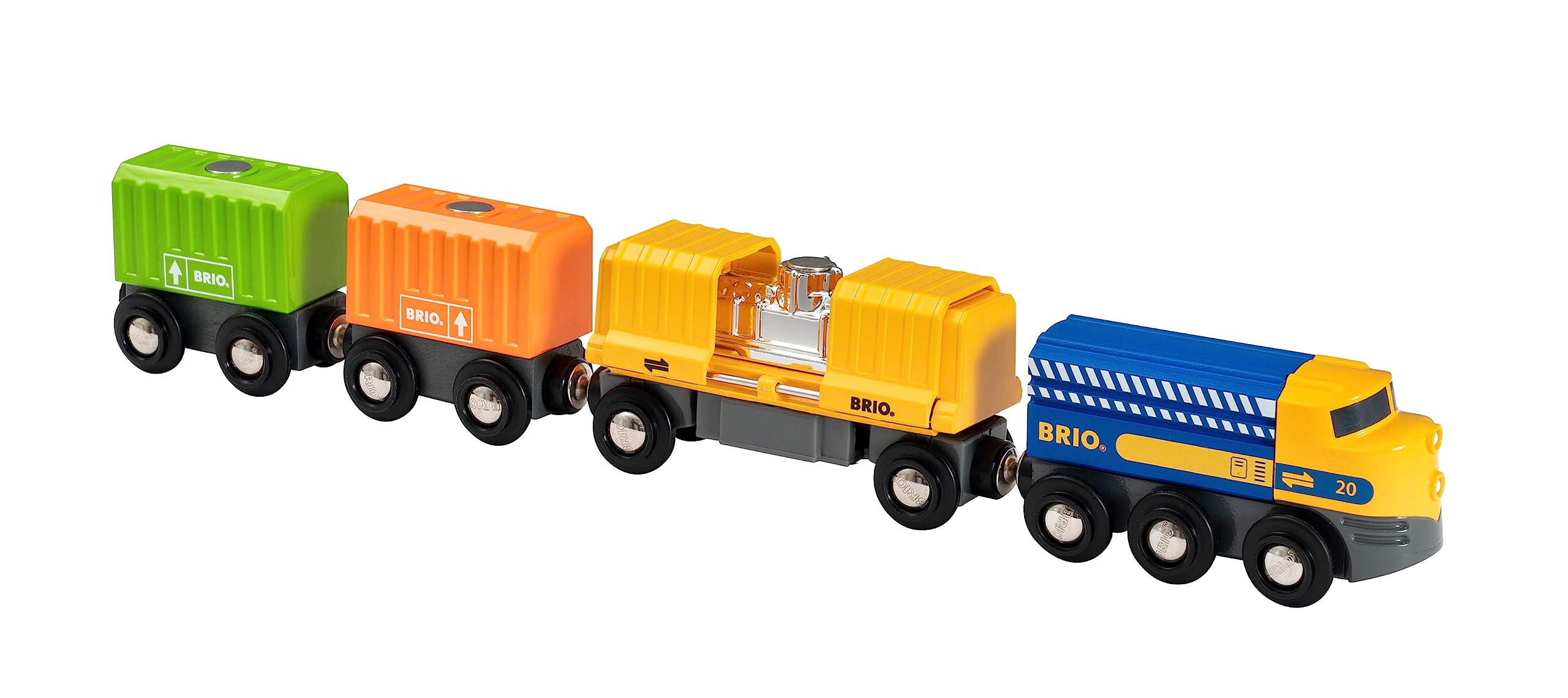 BRIO Three Wagon Cargo Train - 7 Pieces, Compatible with BRIO World | Ages 3+