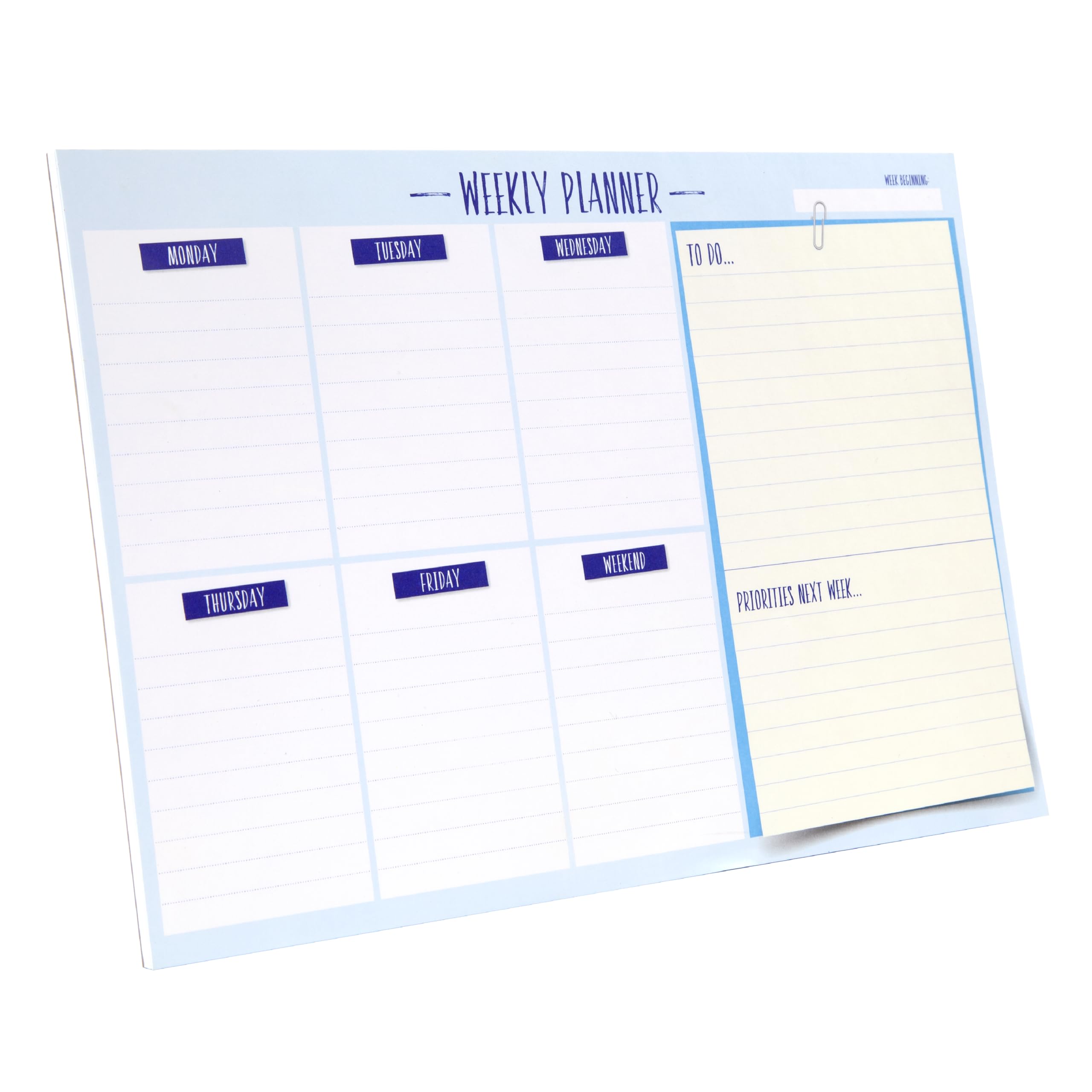 SUMMIT A4 Undated Weekly Desk Planner Pad - 52 Tear Off Pages | Organization Tool