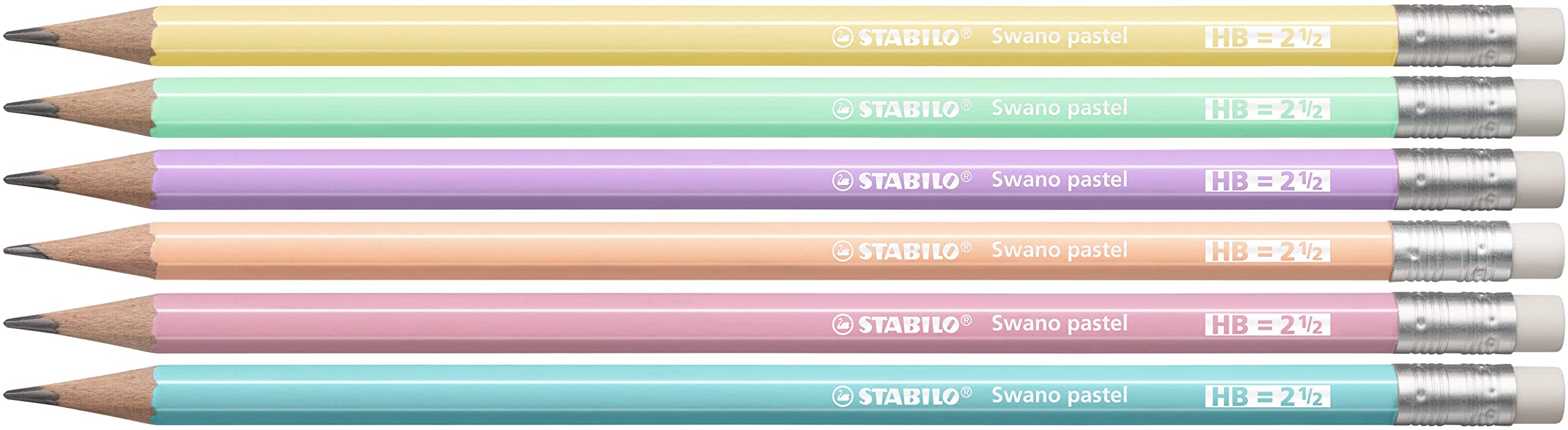 STABILO Swano Pastel Graphite Pencil with Eraser - HB Lead | Pack of 12 | Lilac