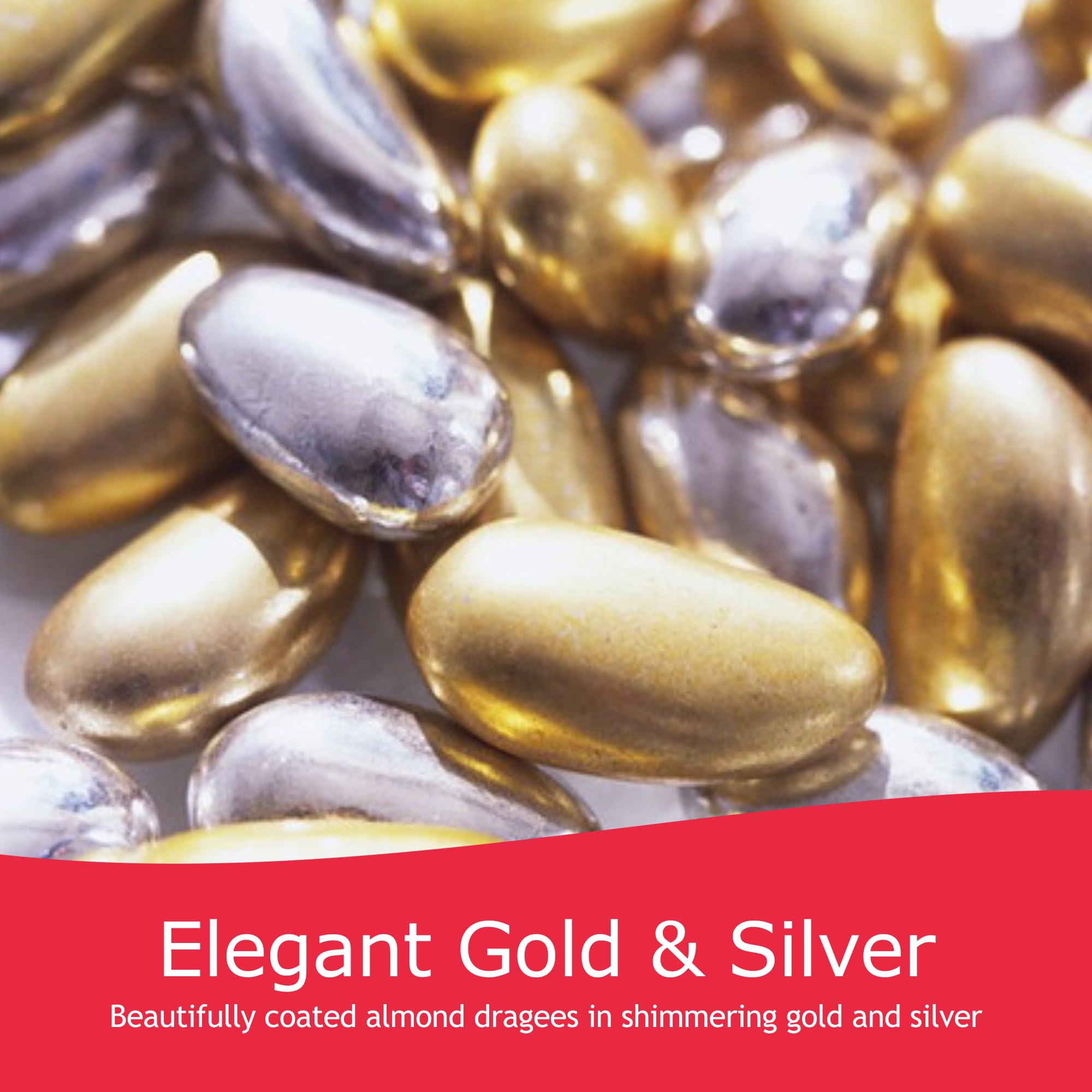 Rita Farhi Gold and Silver Almond Dragees (240g) – Luxury Sugared Almonds for Weddings and Celebrations 4