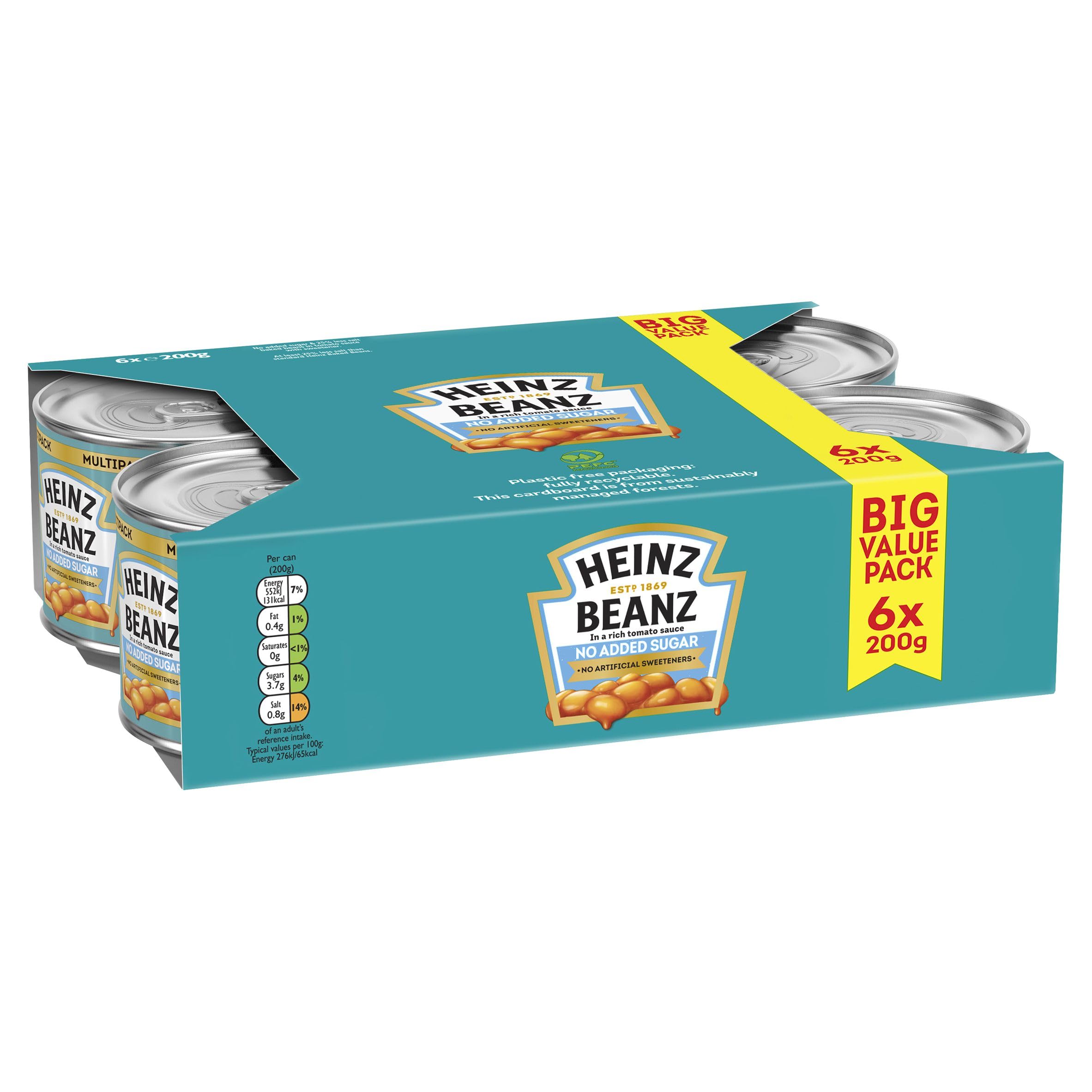 Heinz Baked Beans No Added Sugar 6x200g