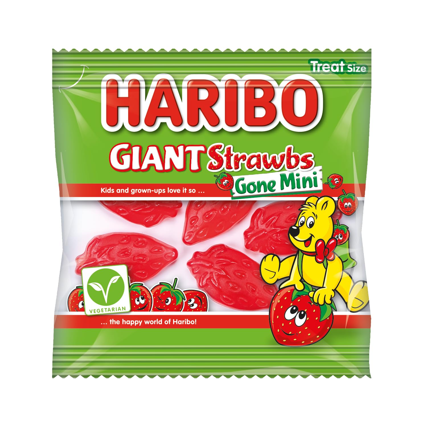 HARIBO Giant Strawbs Gone Mini-Fruchtbonbons - 100 Minibeutel