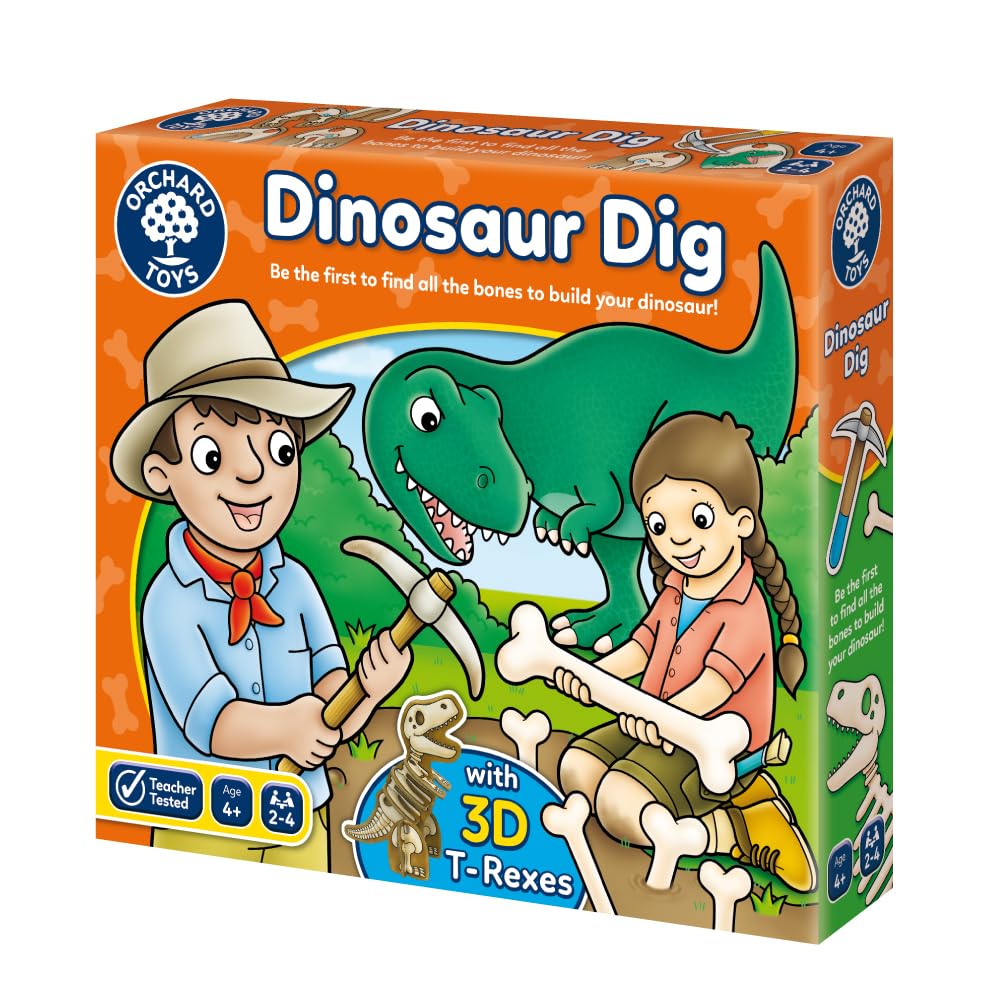 Orchard Toys Dinosaur Dig Game - 3D Memory Board Game for Kids