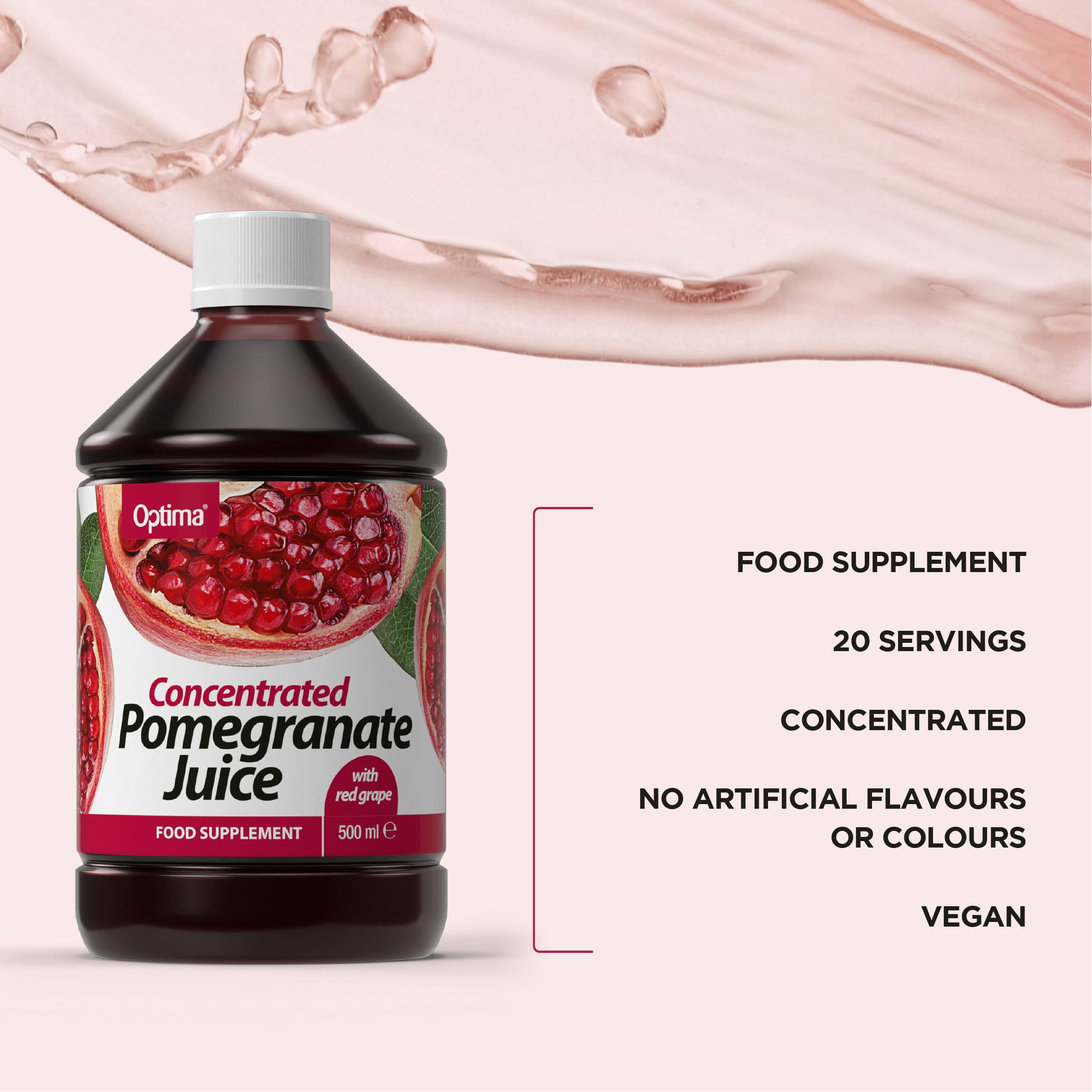 Optima Pomegranate Juice Concentrate 500ml - Vegan Liquid Food Supplement 6