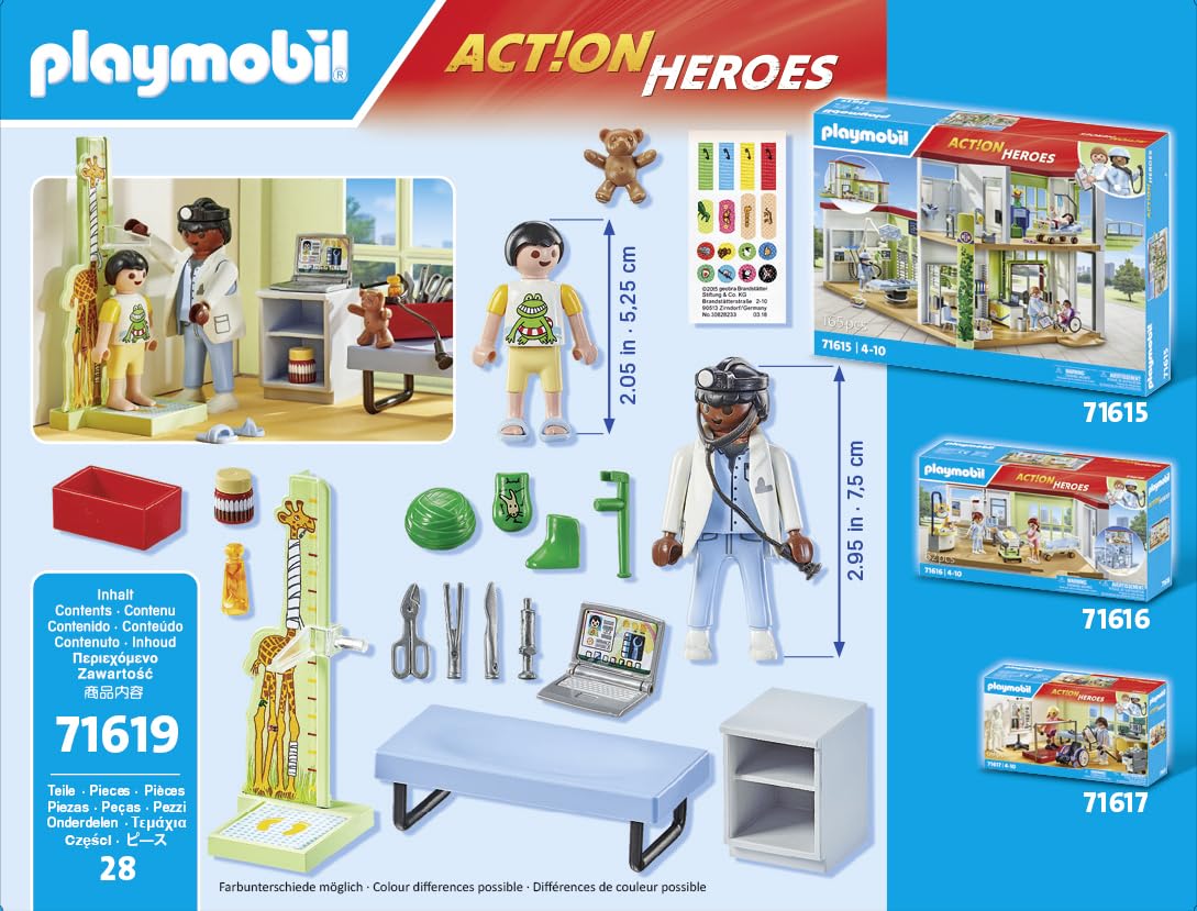 Playmobil 71619 Action Heroes Pediatrician Playset - Medical Role Play for Kids 4+