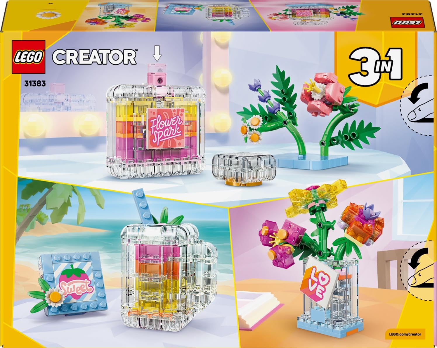 LEGO Creator 3 in 1 Floral Decor Perfume Bottle Building Set 31383 for Ages 8+ 7