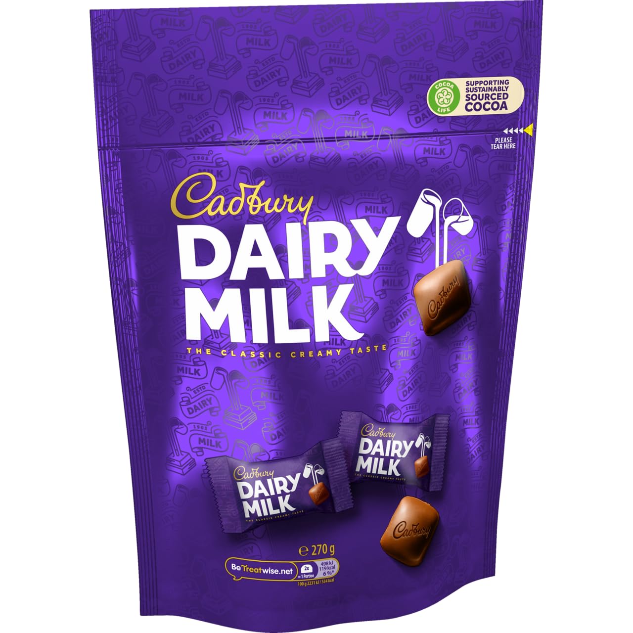 Cadbury Dairy Milk Chocolate Chunk Pouch - Creamy Milk Chocolate Pieces, 270g 5
