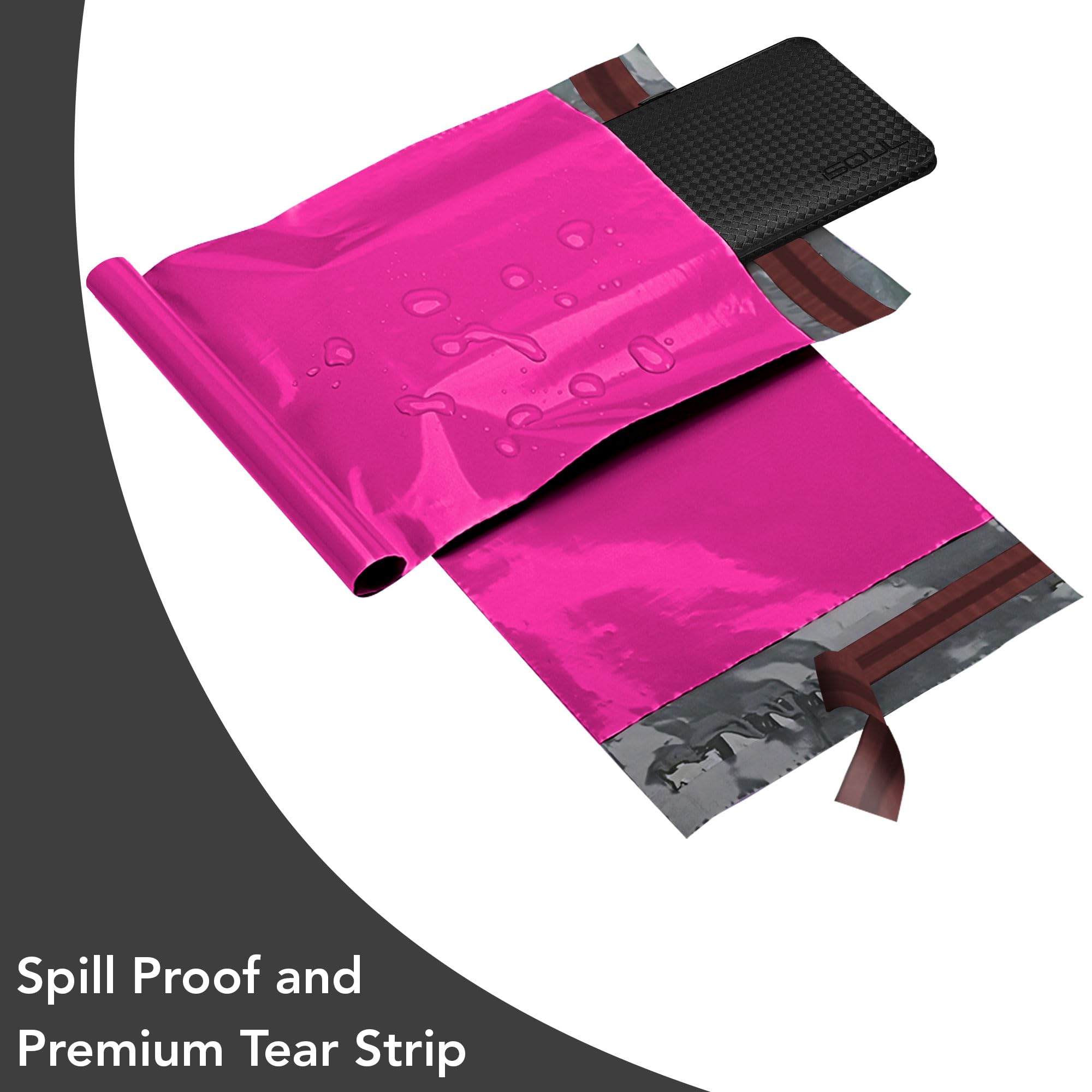 iSOUL Hot Pink Parcel Bags - 50 Count Mixed Sizes (6x9 to 14x19 Inch) | Water Resistant 5