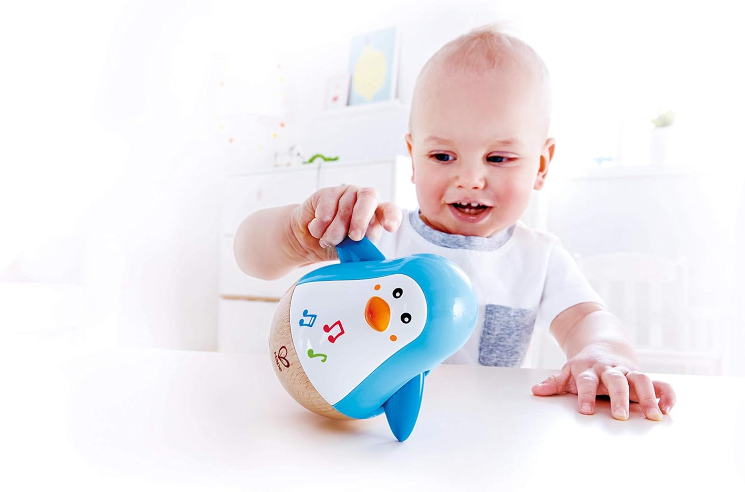 Hape Penguin Musical Wobbler - Roly-Poly Wood Toy with Soothing Tinkling Sounds for 6 Months+ 5