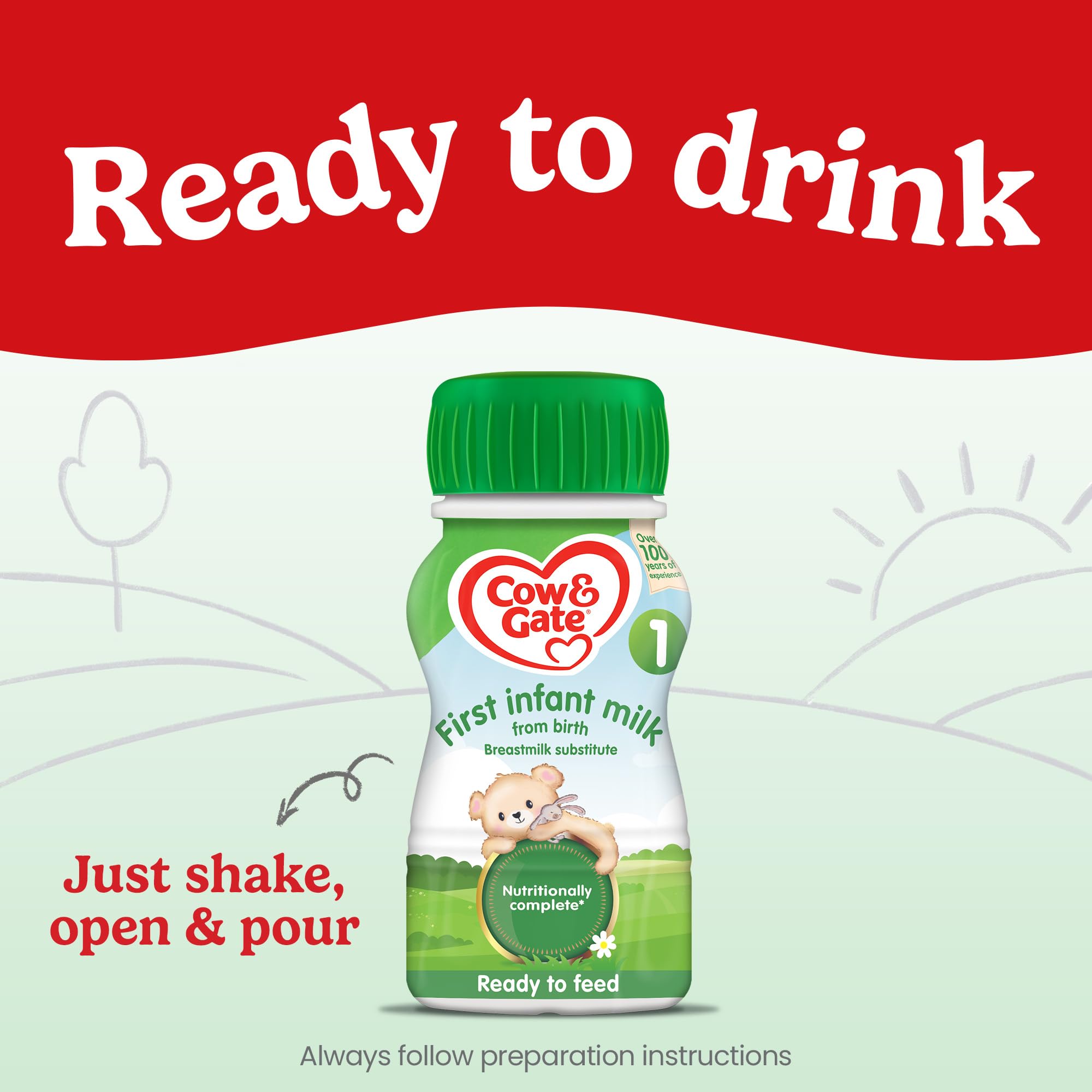 Cow & Gate First Infant Baby Milk Ready to Use Liquid Formula, 6 x 200ml 8