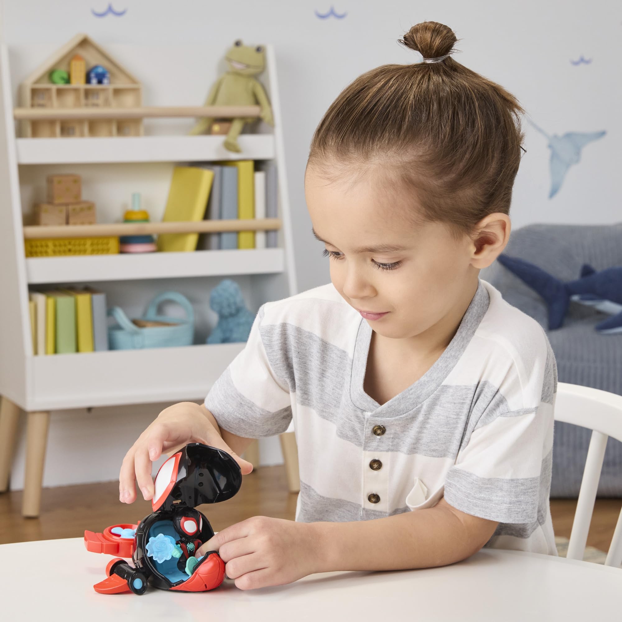 Spidey and His Amazing Friends Water-Webs Spin Dolphin Submarine Toy - Miles Morales Action Figure & Vehicle Playset, Ages 3+ 3