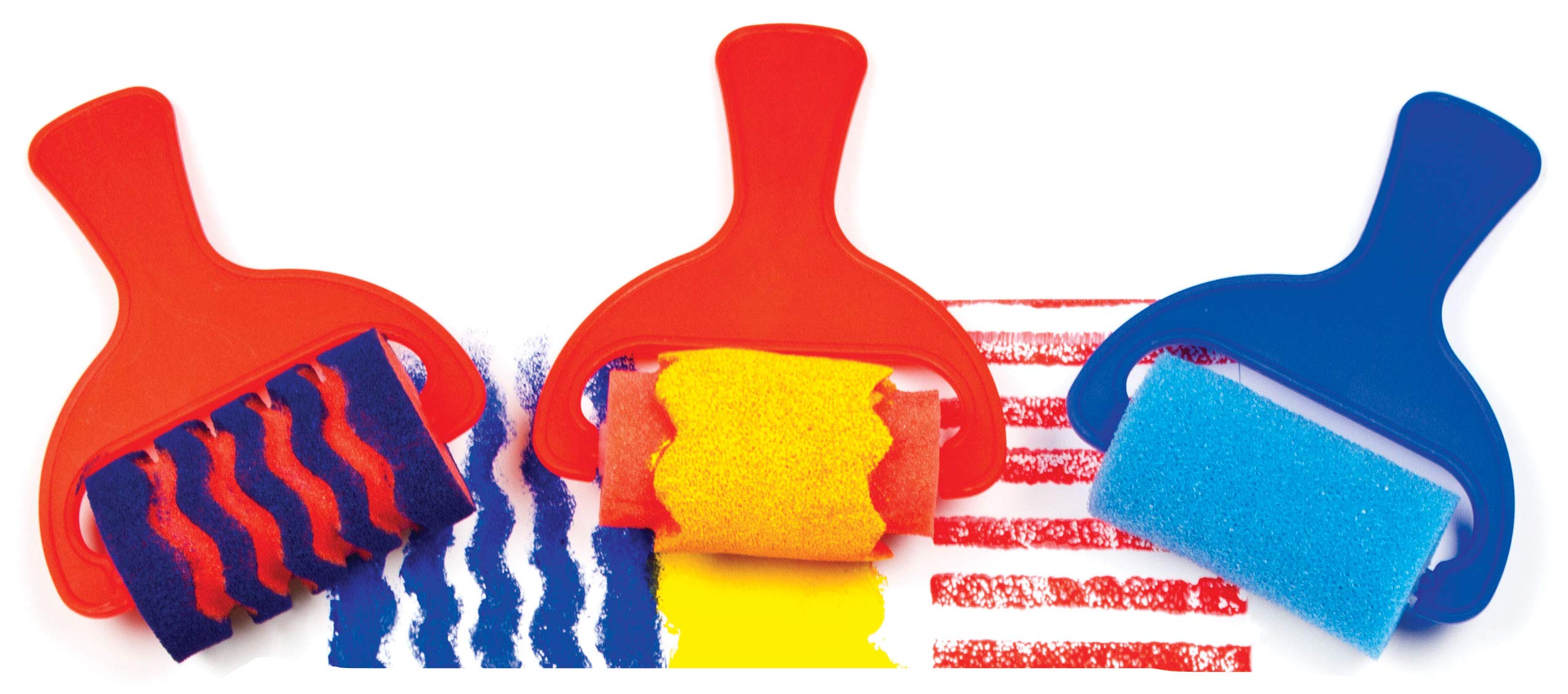 Baker Ross AF731 Sponge Patterned Rollers - Set of 6 | Washable | Approx. 7cm Wide 3