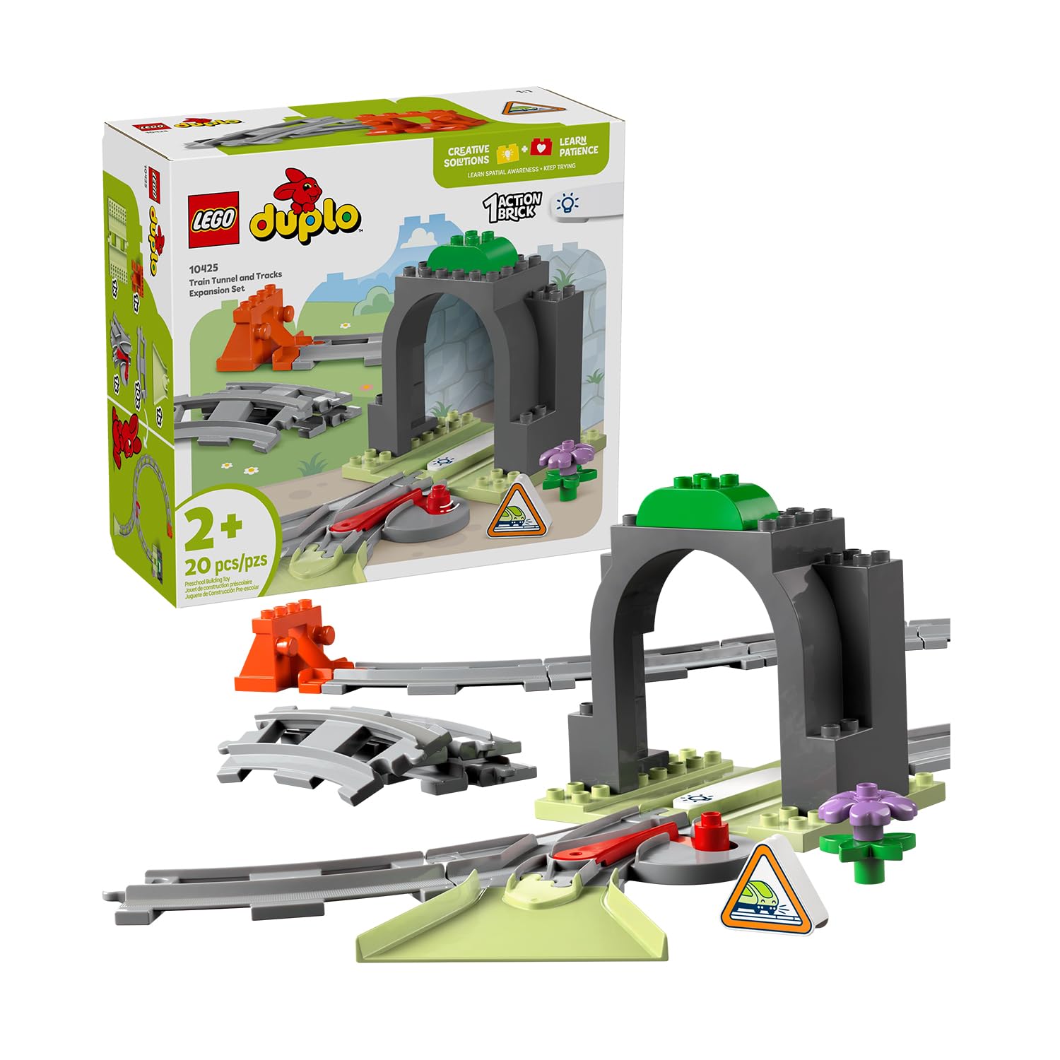 LEGO DUPLO Town Train Tunnel and Tracks Expansion Set - Building & Educational Toy for Toddlers 2+