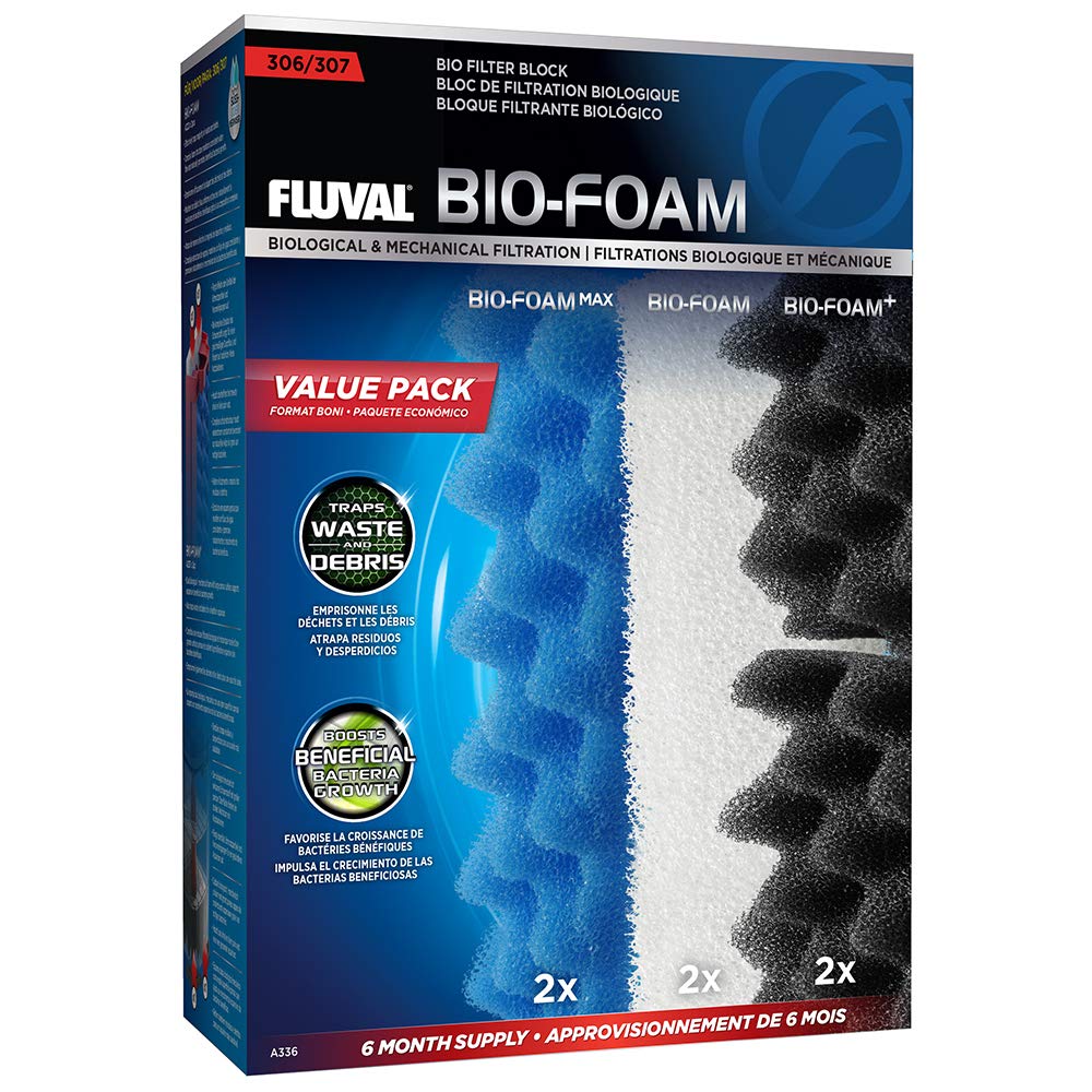 Fluval 306/307 Filter Media Bio-Foam Value Pack | 6-Month Supply | For Freshwater & Saltwater