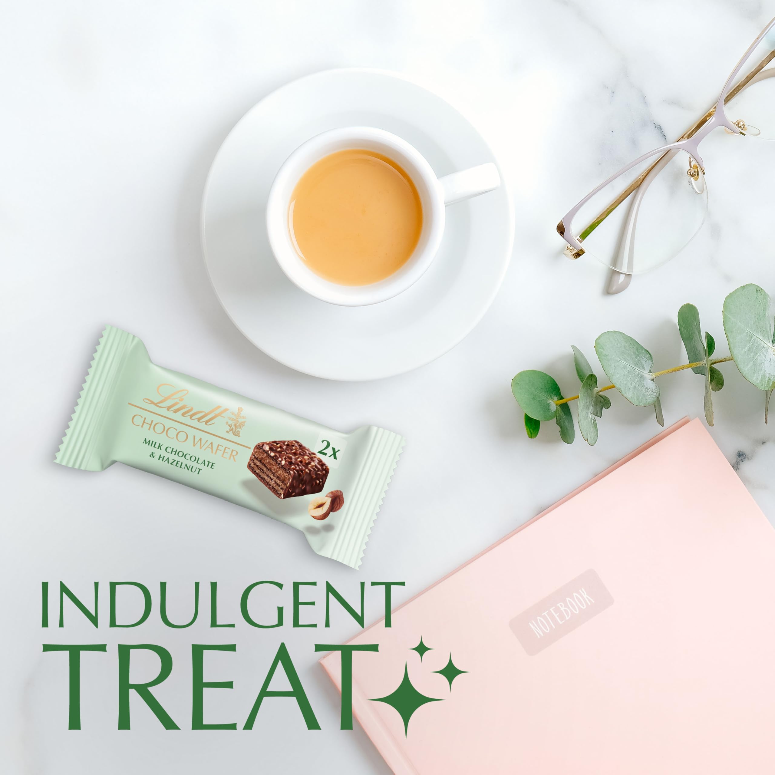 Lindt Choco Wafer Milchschokolade &amp; Haselnuss Leckerbissen-Packung 30 g (Karton mit 20 Stück) 6