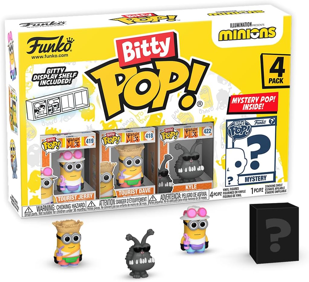 Funko Bitty POP! Minions - Tourist Dave, Tourist Jerry, Kyle & Mystery Mini Figure Vinyl Set (73038)