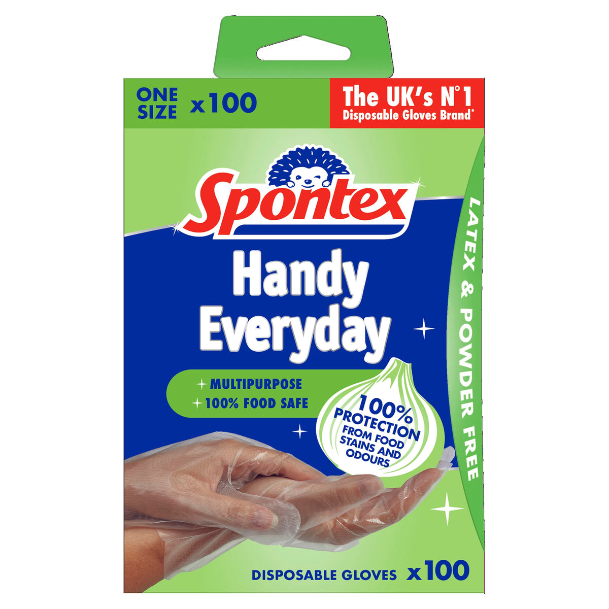 Spontex Handy Multipurpose Disposable Gloves - 100 Pack | Latex-Free | Food Safe