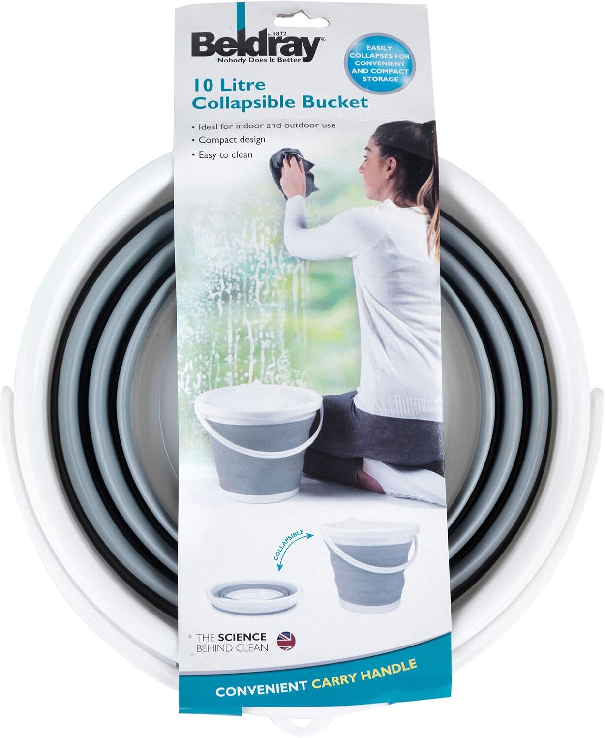 Beldray - Collapsible Bucket 10 Litre Foldable Storage Bucket Grey 5