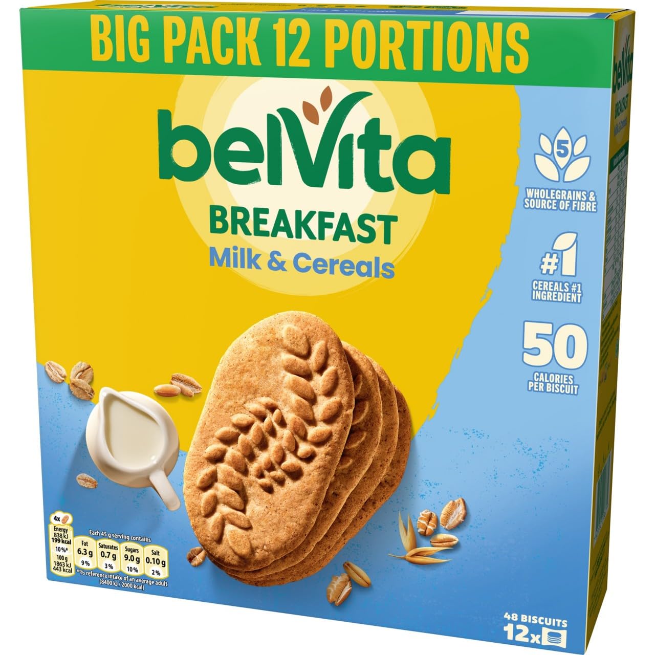 Belvita Breakfast Biscuits Milk & Cereals, a Source of Fibre, 12 x 45 g Bis