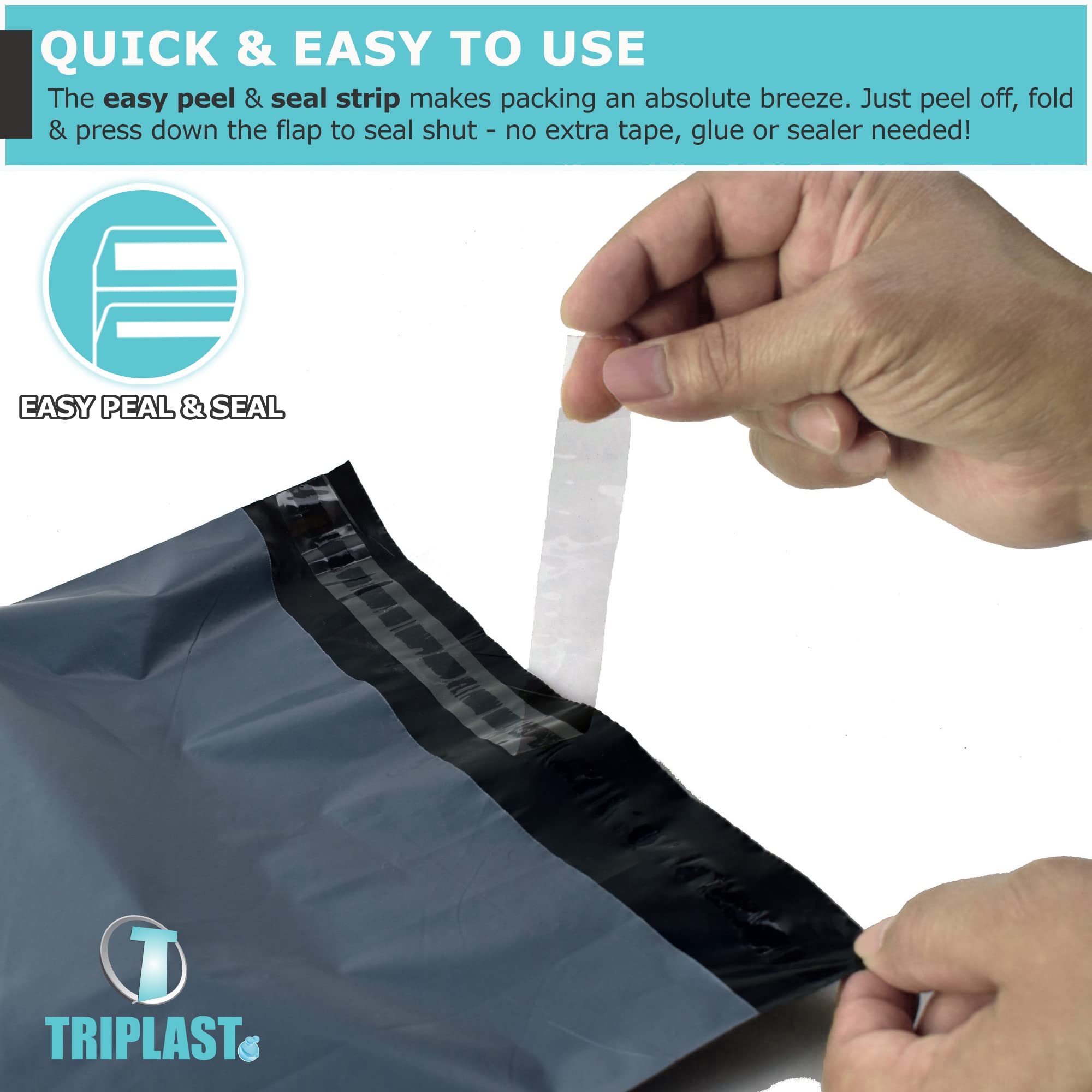 Triplast Grey Parcel Postage Mailing Bags - 17 x 24" (425x600mm) | 55mu LDPE | Pack of 50 3