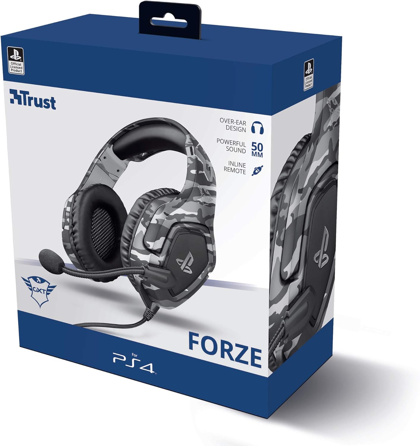 Trust GXT 488 Forze-G Gaming-Headset für PS4 und PS5 – Offiziell lizenziert mit 50-mm-Treibern, faltbarem Mikrofon, Inline-Fernbedienung, Grau 3