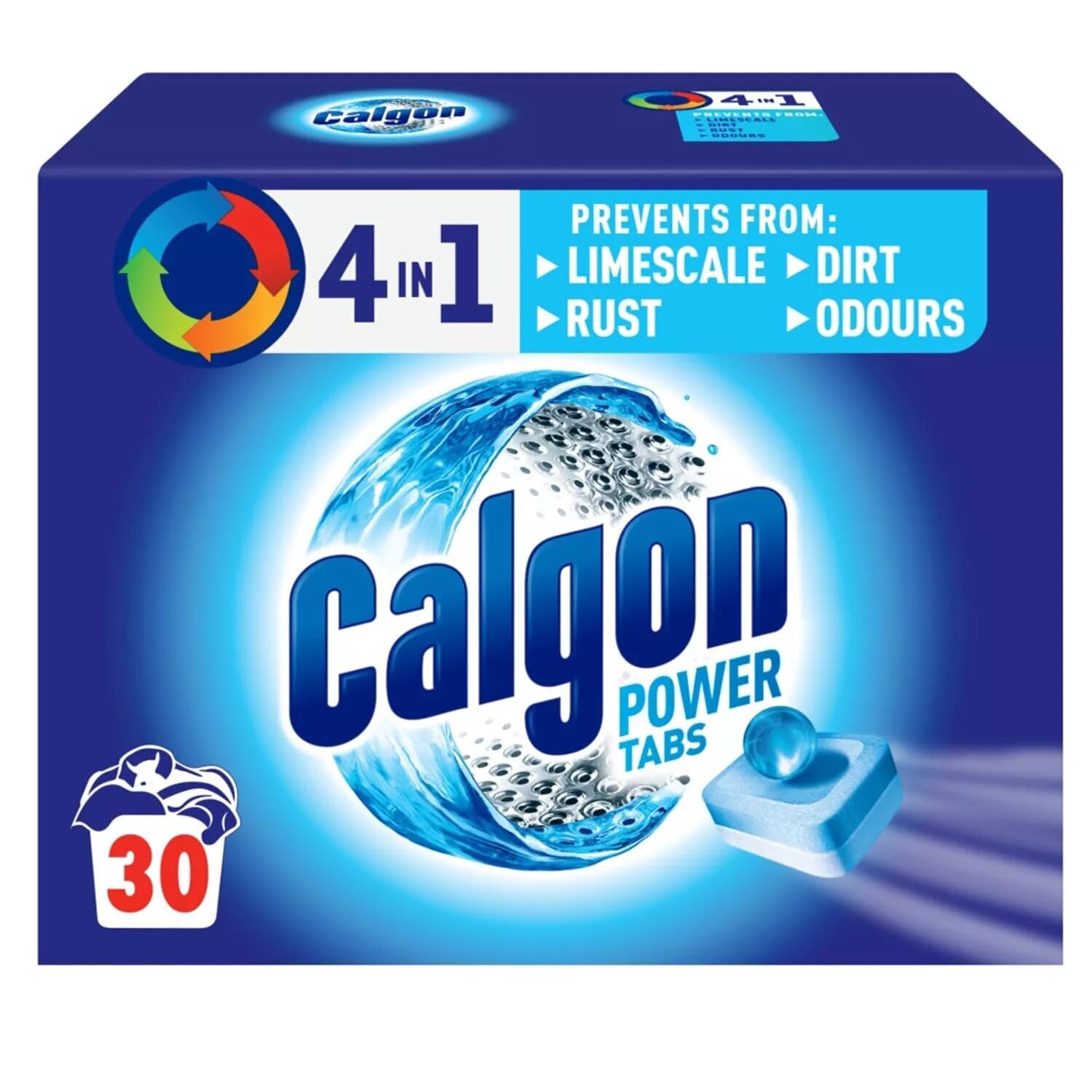 Calgon 4-in-1 Washing Machine Cleaner and Water Softener Tablets - 30 Tabs, Lemon Scent
