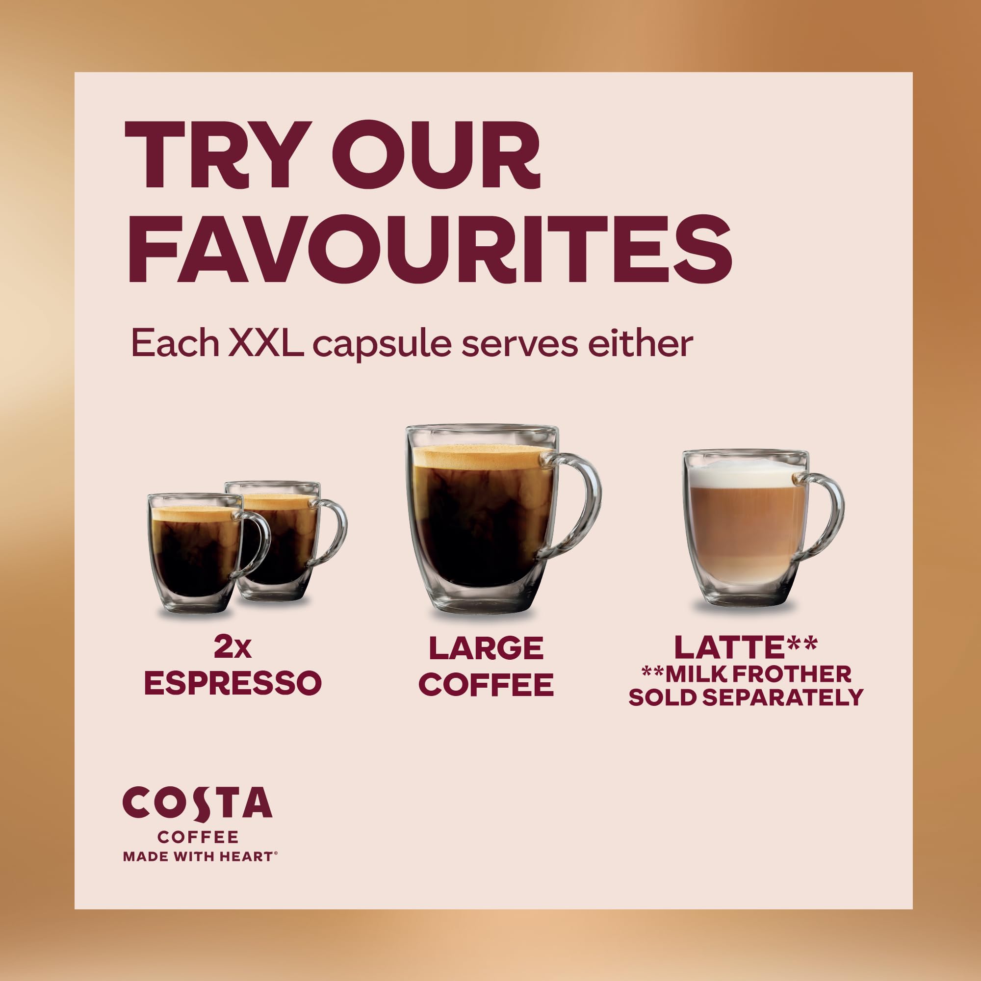 Costa Dark Intense Roast XXL Coffee Pods (Pack of 5, 50 Capsules) for L'OR BARISTA 4