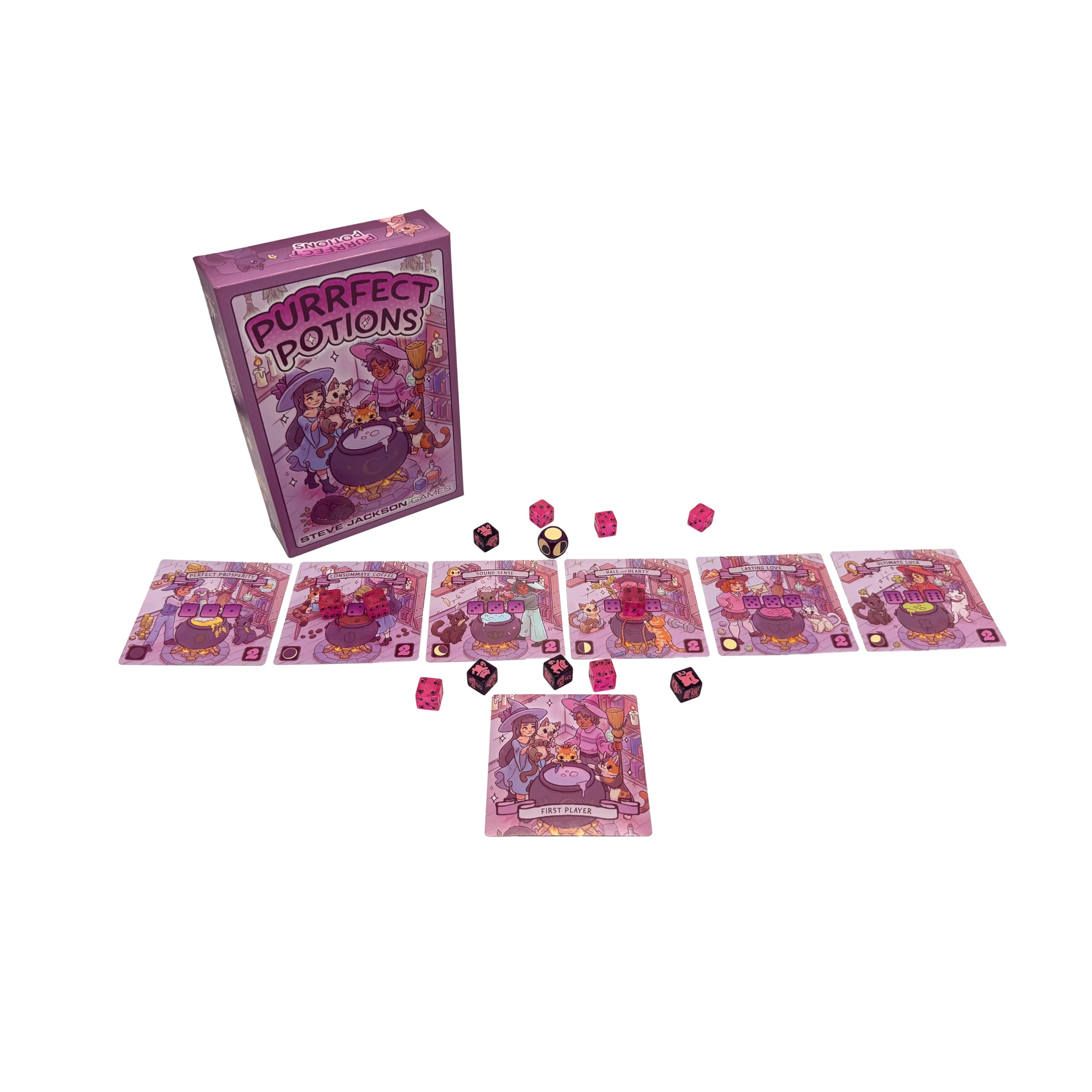 Steve Jackson Games Purrfect Potions Dice Game | 2-4 Players | Ages 14+ | Fast-Paced Potion Brewing