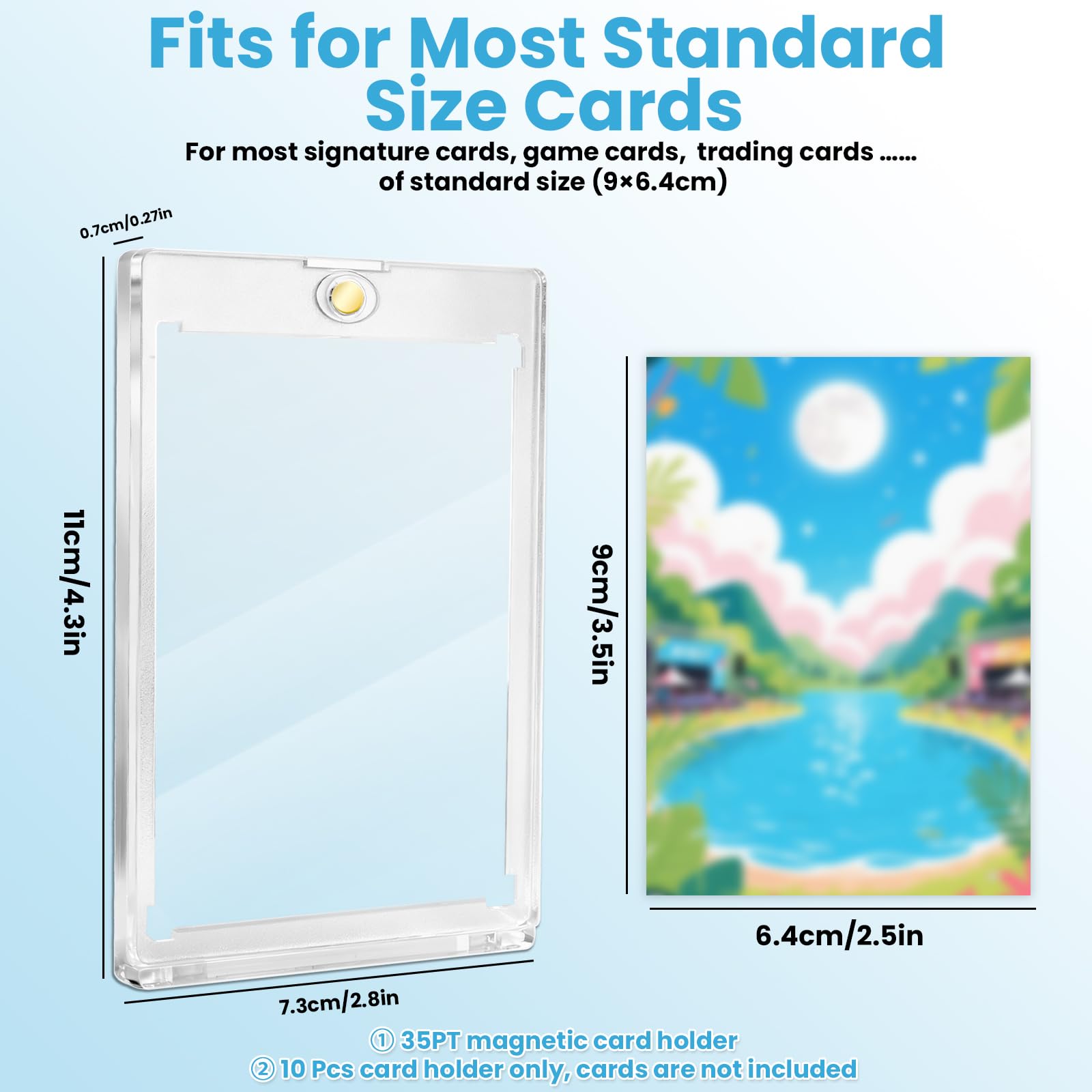 MOXYOY 10 PCS Magnetic Card Holder - 35PT Thickness Hard Acrylic Sleeves 6
