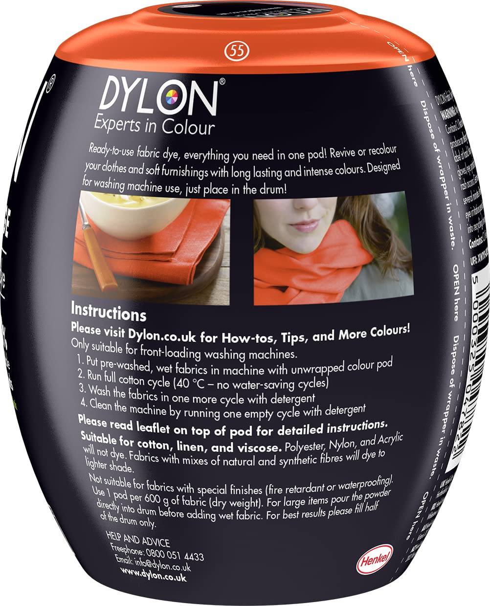 DYLON Washing Machine Fabric Dye Pod for Clothes & Soft Furnishings – Fresh Orange, 350g 7