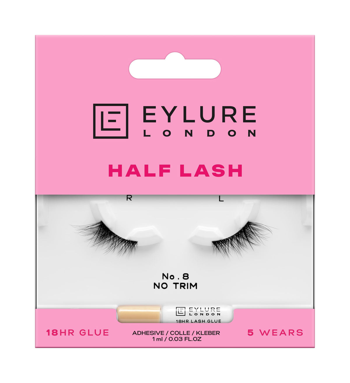 Eylure Half Lash No. 8 - Cat-Eye Effect, Reusable Up to 5 Wears | Synthetic Fiber