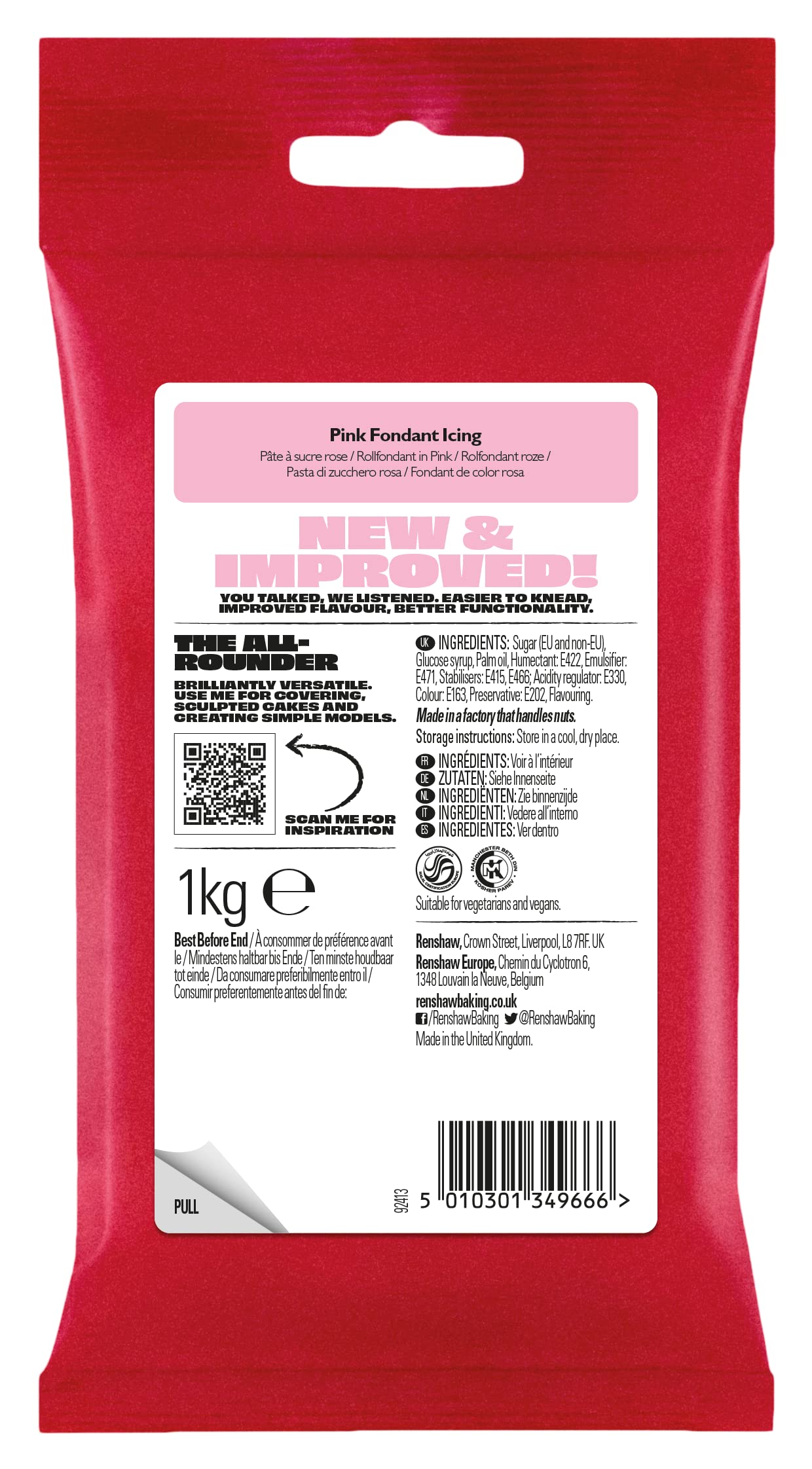 Renshaw - Pink Just Roll With It Ready to Roll Fondant Icing, 1 kg 4
