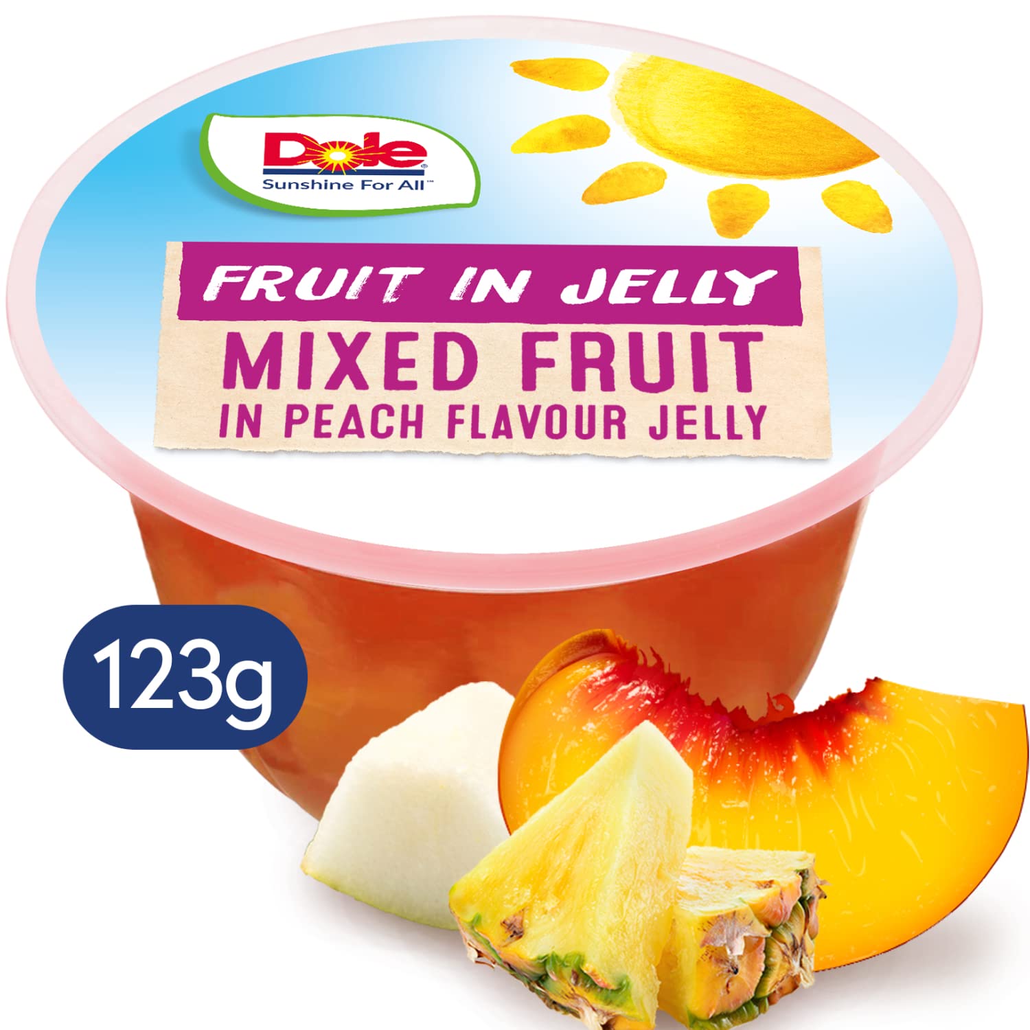 Dole Mixed Fruit In Peach Jelly - 12 Pack (3 x 4 Pots) | 100% Natural Fruit | Fat-Free 5