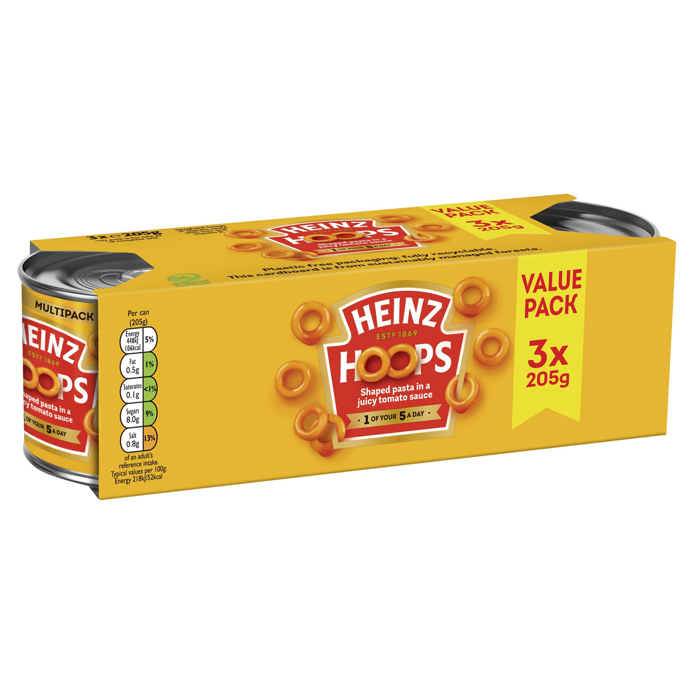 Heinz Spaghetti Hoops in Tomato Sauce (205g Pack of 3)
