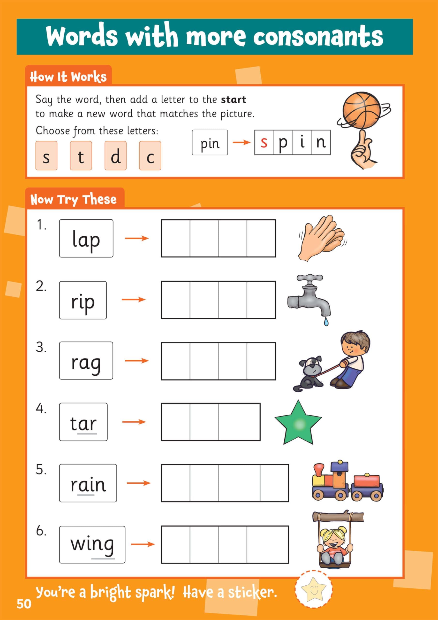 CGP 10 Minutes a Day Phonics for Ages 3-5 Activity Book with Reward Stickers 7