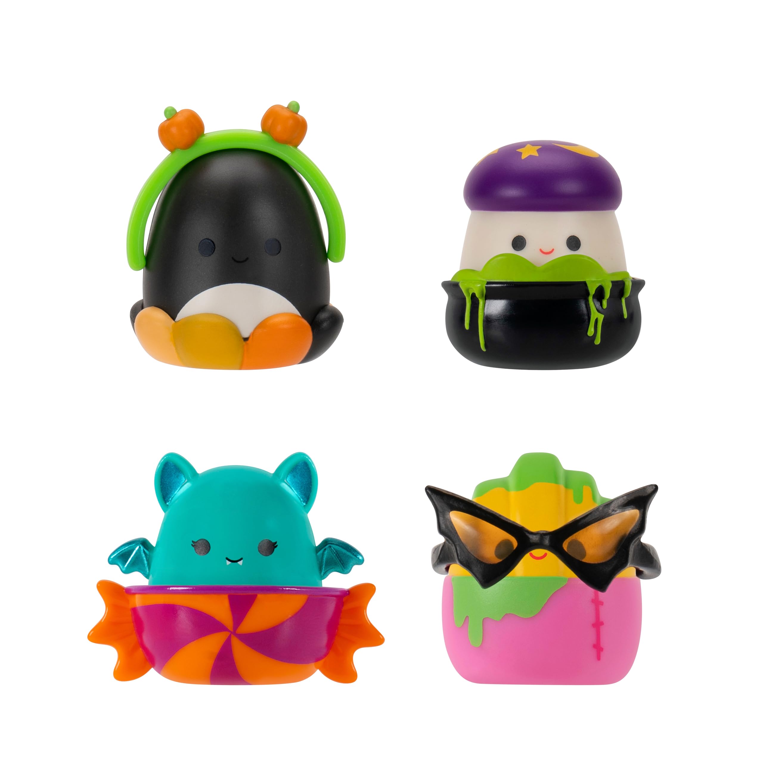 Squish-a-longs Pedma the Candy Corn Cupcake Clip-a-longs Halloween Pack – Glow-in-the-Dark Mini-Squish Carrying Case with 4 Mini Figures & Accessories 5