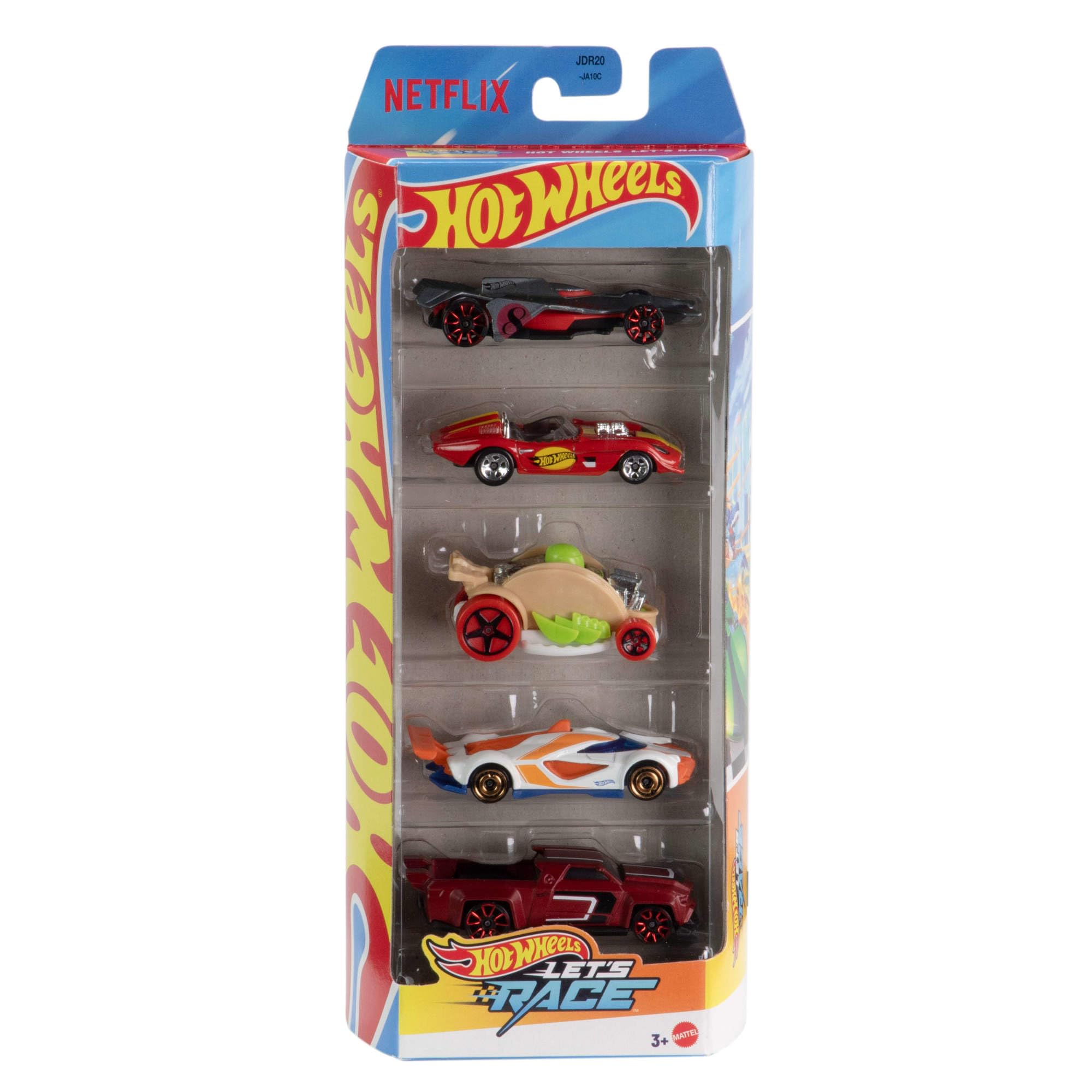 Hot Wheels 5-Pack Die-Cast Cars - 1:64 Scale Vehicles from Netflix Series Let’s Race, JDR20