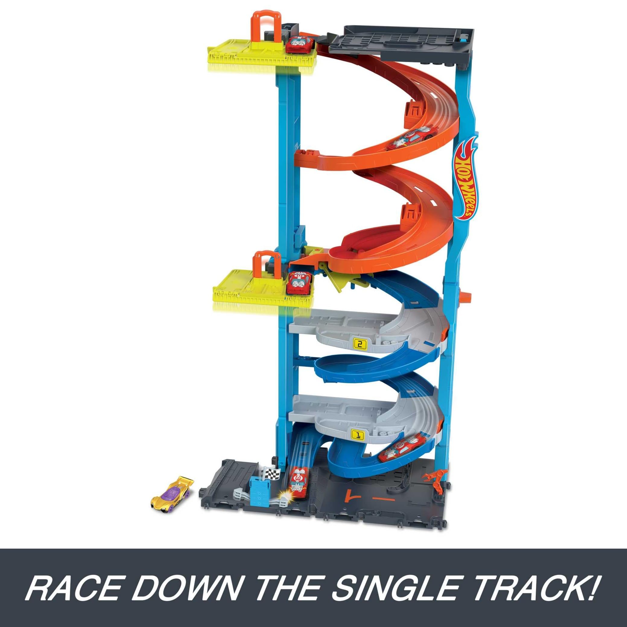 Hot Wheels City Transforming Race Tower - 2-in-1 Racing Playset with Elevator & 1:64 Scale Car, Ages 3+ 5