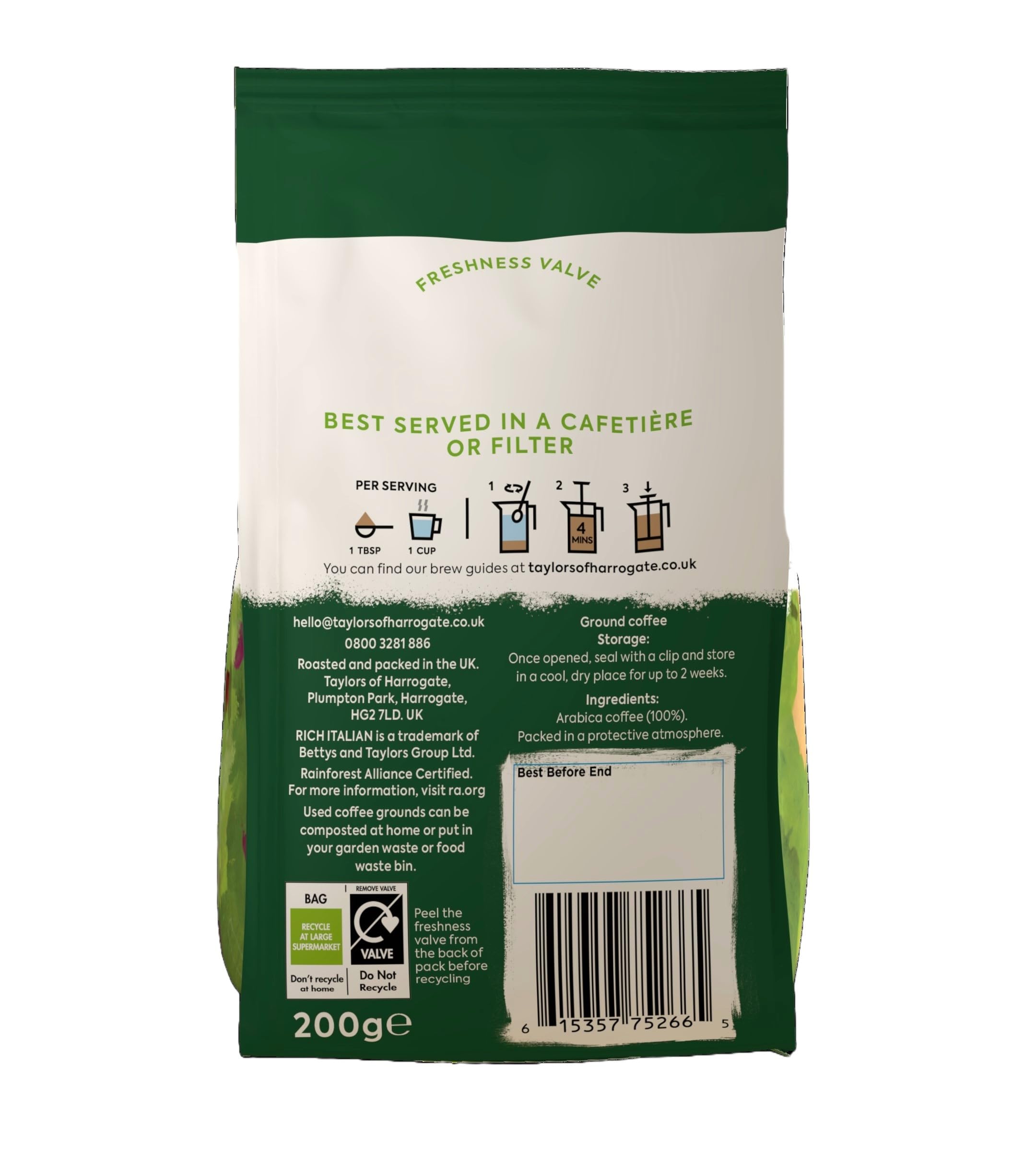 Taylors of Harrogate Rich Italian Ground Coffee (200g Pack of 6 - Total 1.2kg) 3