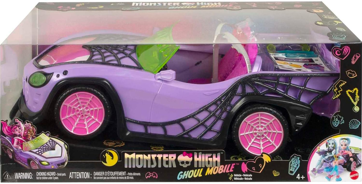 Monster High Ghoul Mobile - Purple Toy Car with Pet & Coffin Cooler Accessories 4