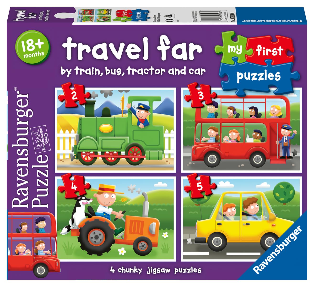 Ravensburger Travel Far – Meine ersten Puzzles – Lernpuzzles mit Fahrzeugen für Kleinkinder ab 18 Monaten