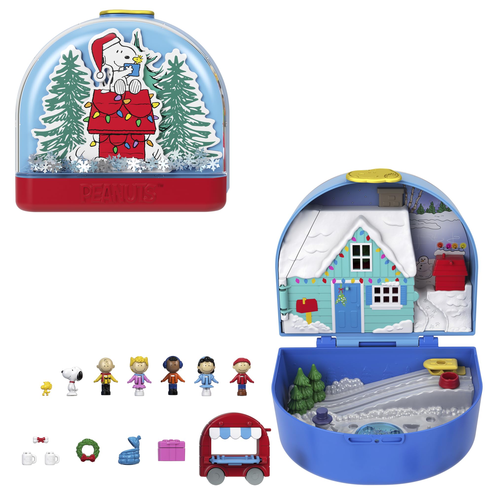 Polly Pocket x Peanuts Collector Compact - 7 Themed Micro Doll Playset for Kids 4+