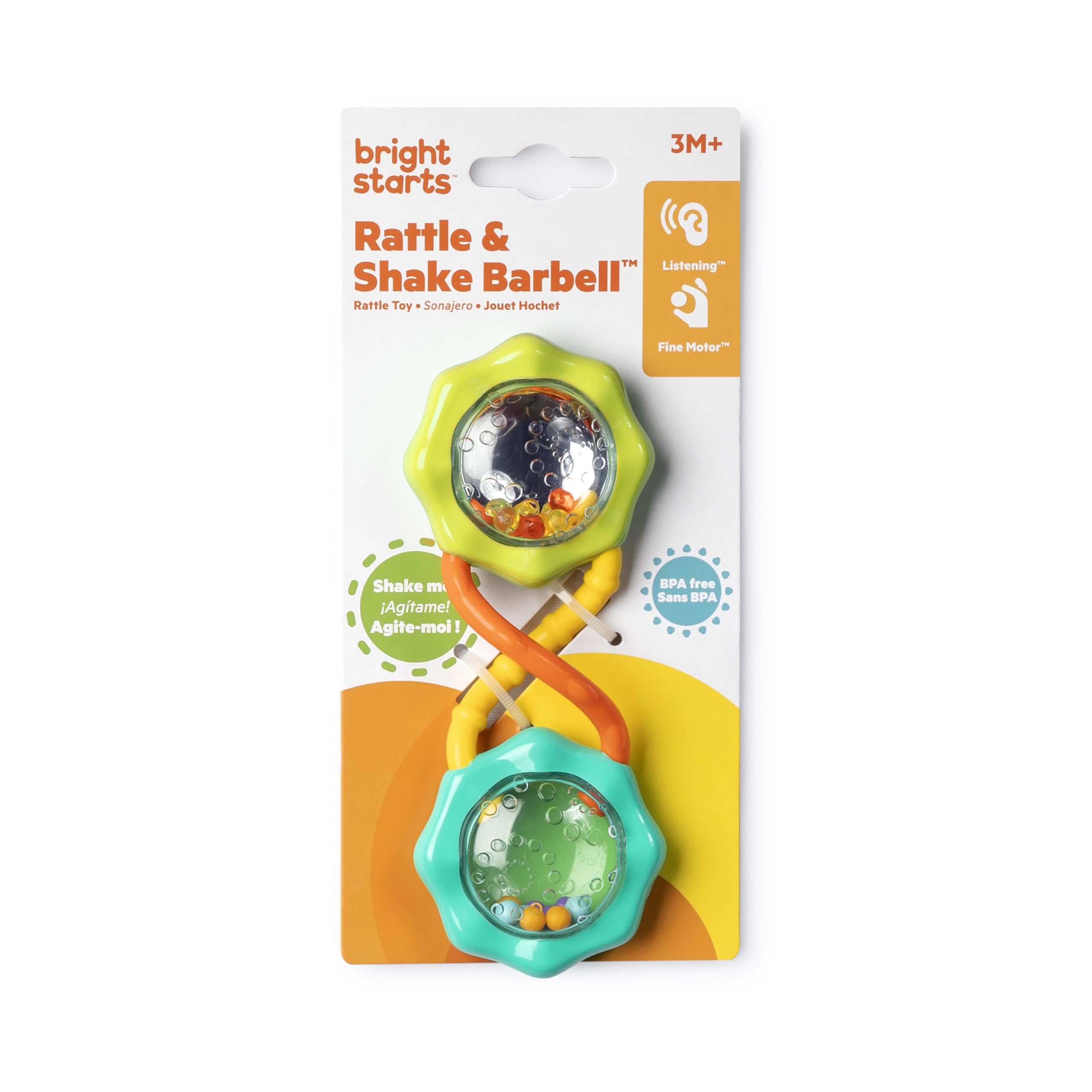 Bright Starts Rattle & Shake BPA-Free Baby Barbell Toy - Green, 3 Months+