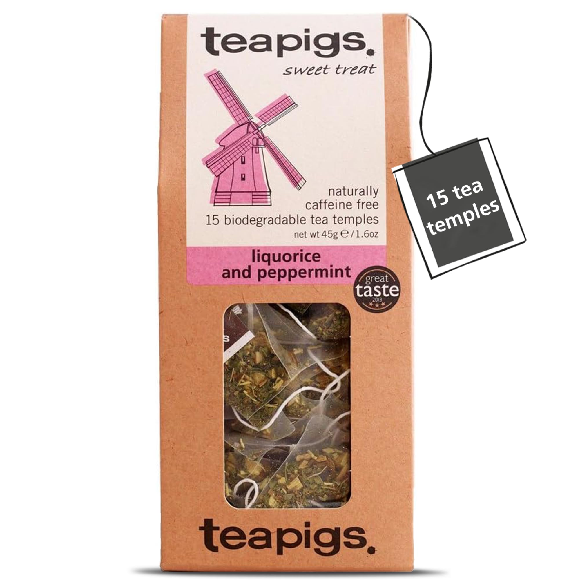 teapigs Liquorice & Peppermint Tea - Caffeine-Free Herbal Tea Bags with Natural Ingredients