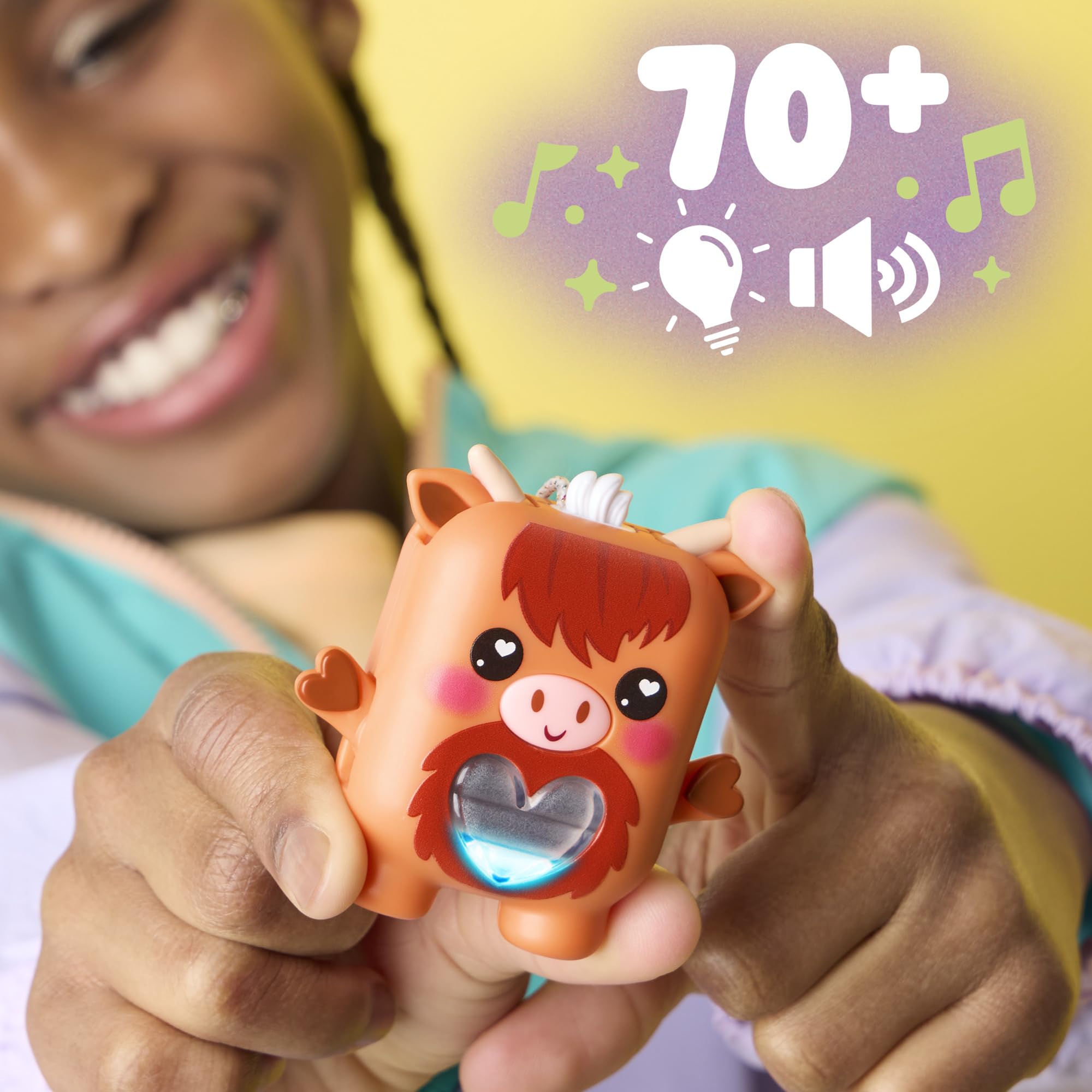 Hasbro Nano-Mals Cowbert the Highland Cow - Electronic Fidget Pet with Light-Up Heart, 70+ Reactions & Silent Mode 13