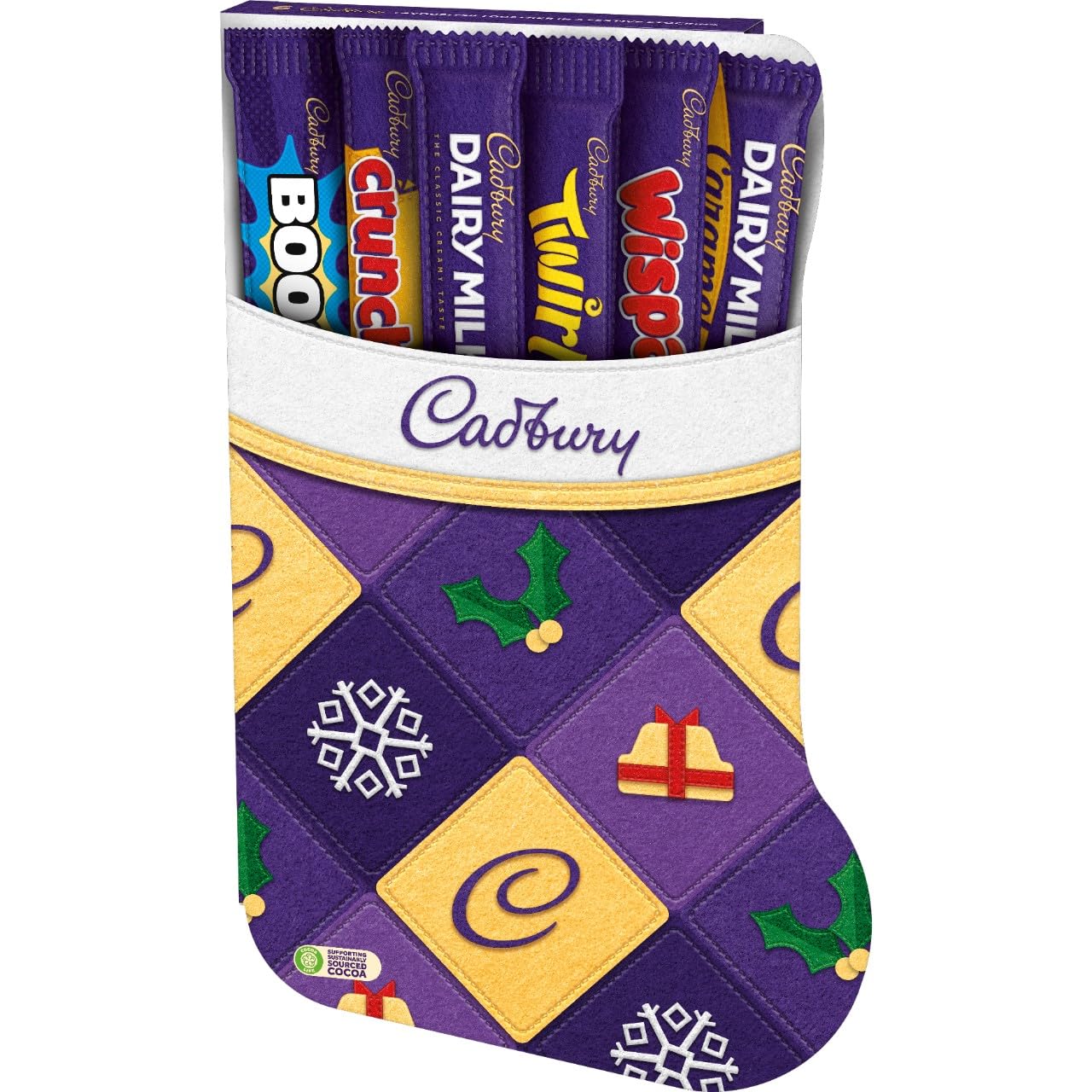 Cadbury Festlicher Strumpf Schokoladen-Auswahlbox – 6 verschiedene Milchriegel, Weihnachtsgeschenk 4