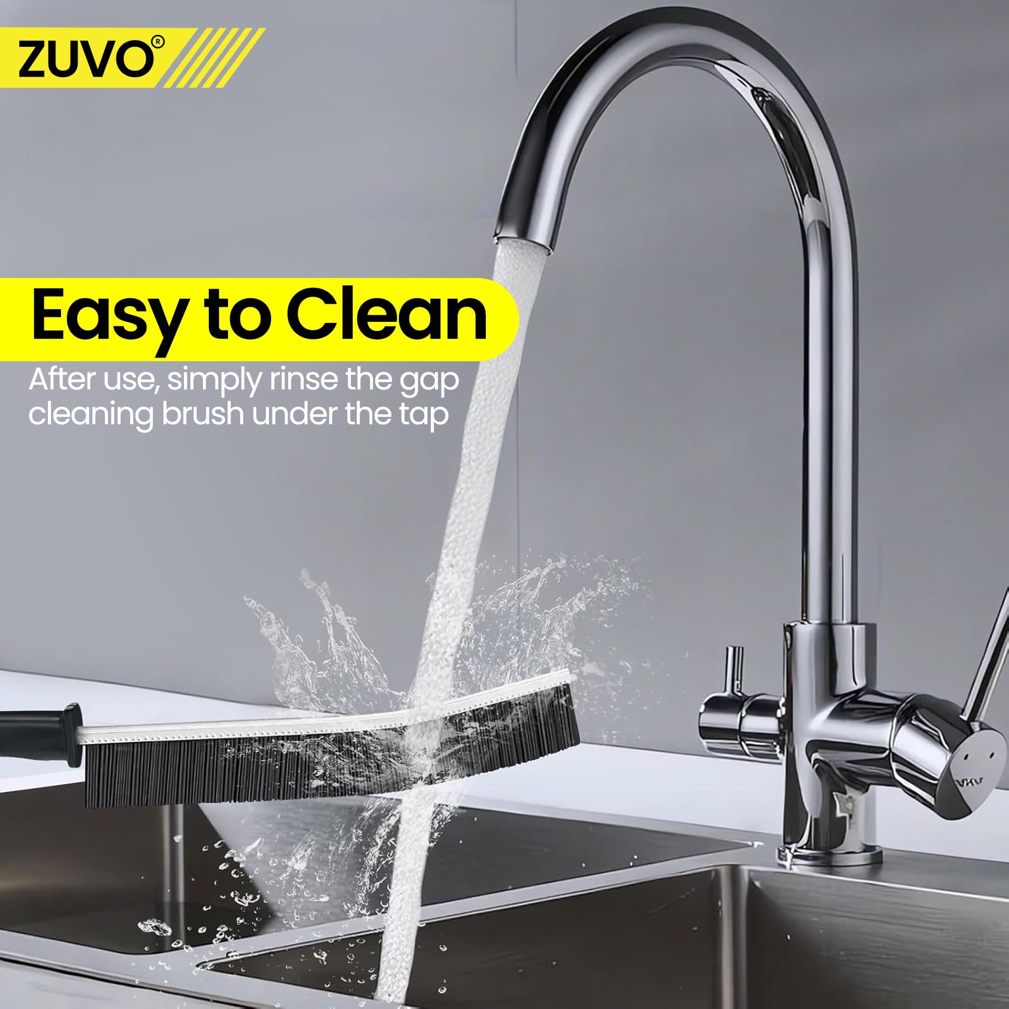 Zuvo Crevice Brush Set (2 Pack) – Hard Bristle Cleaning Tool for Grout, Gaps & Tight Spaces 3