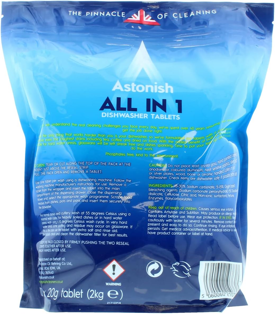 Astonish All In 1 Dishwasher Tablets with Salt & Rinse Aid - 100 Tablets, Lemon Fresh 4